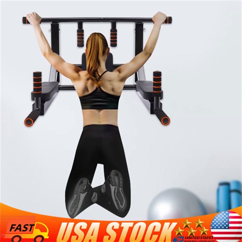 Wall Mounted Raise Dip Station Pull Up Bar Home Vertical Knee Exercise Equipment