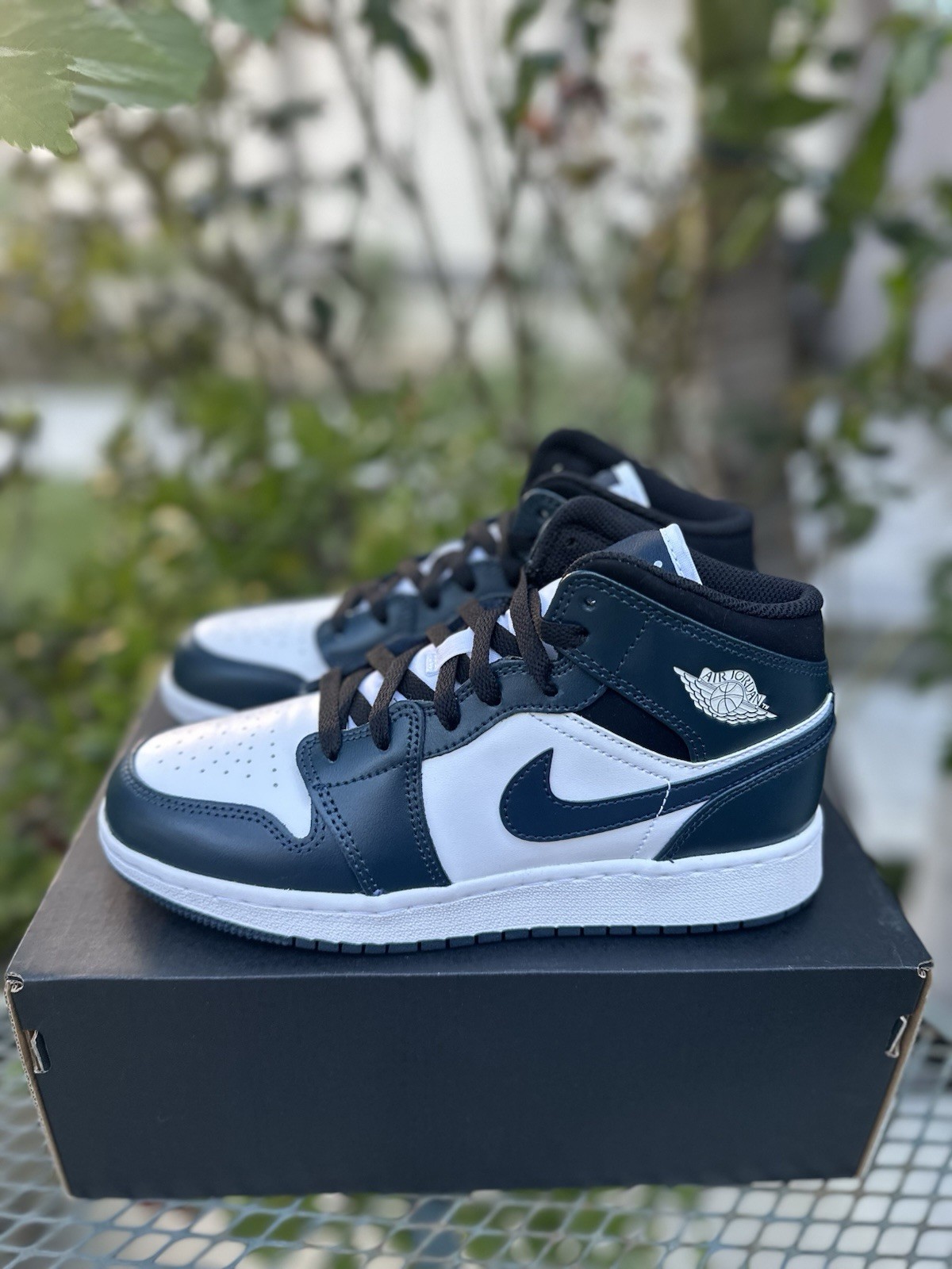 Nike Air Jordan 1 Mid Armory Navy GS Youth Retro Sneakers Shoes 554725-411