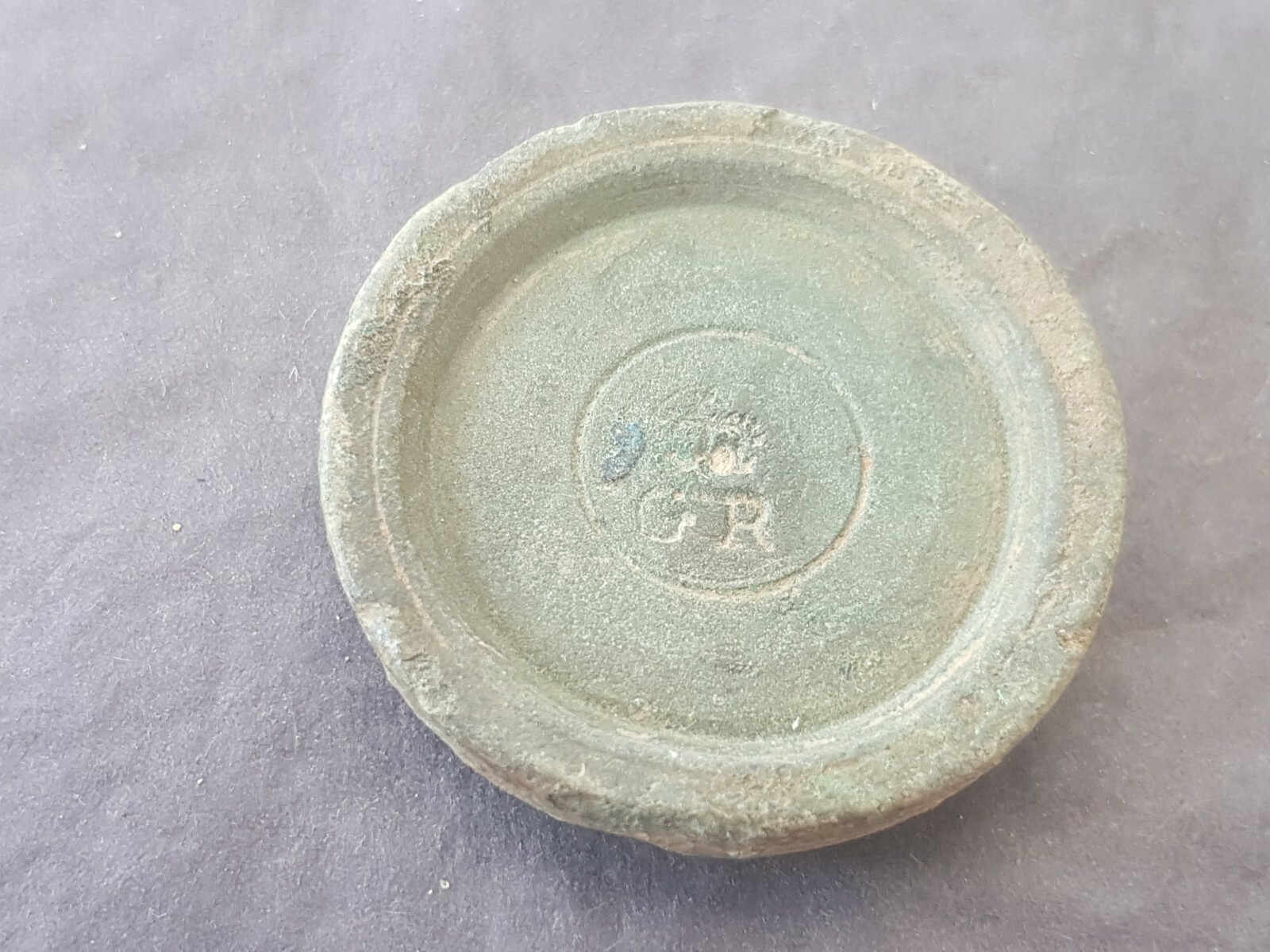 Very rare Georgian GR 9.13 with crown official bronze Weight uncleaned con L154e