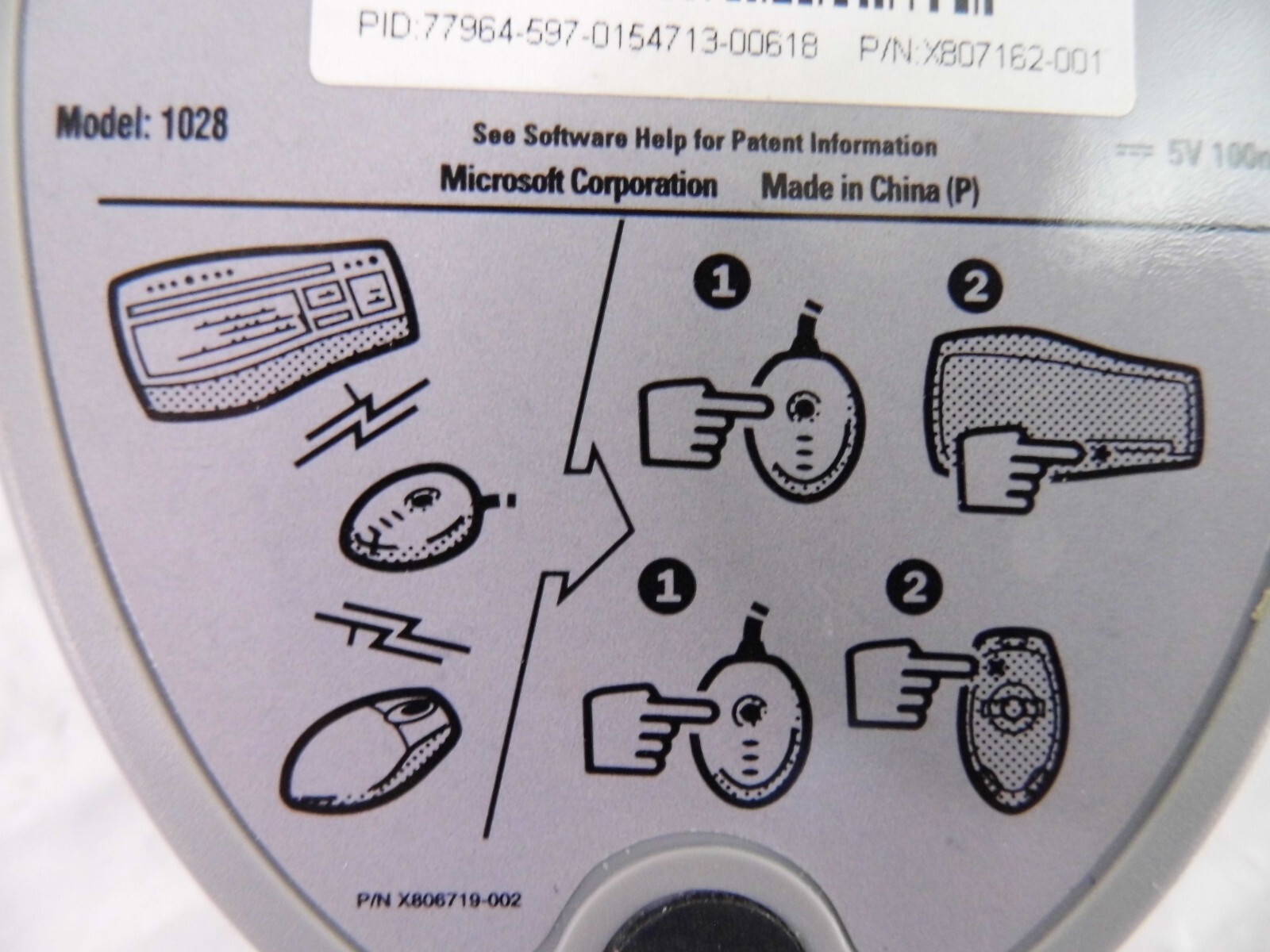 Electonics Microsoft Wireless Optical Desktop Receiver 3.1 A Model 1028