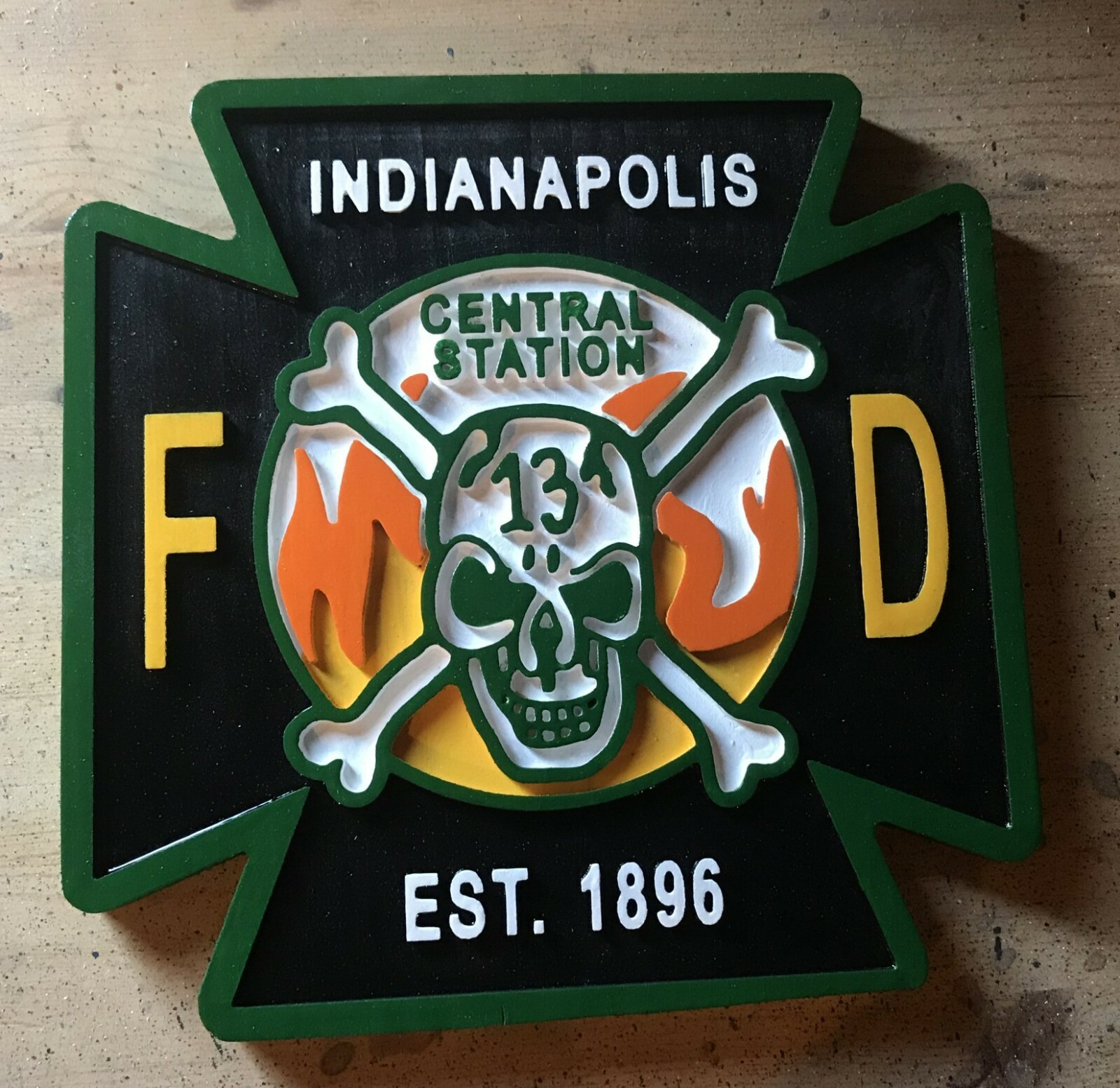 Fire Department Indianapolis 3D routed wood patch plaque sign Custom