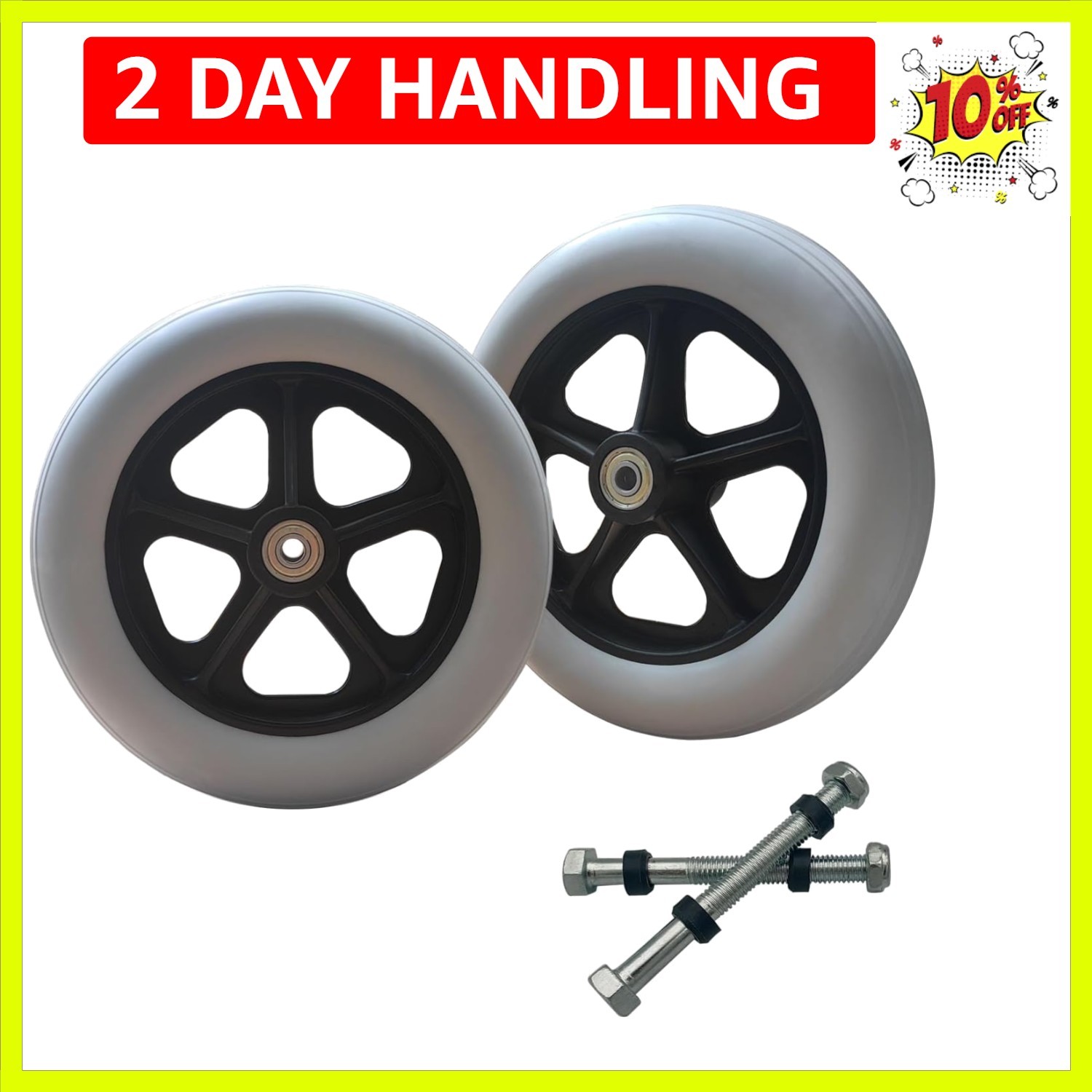 2 PCS 8 x 1.5 Inch Solid Replacement Wheels for Rollator Walker Folding Hand ...