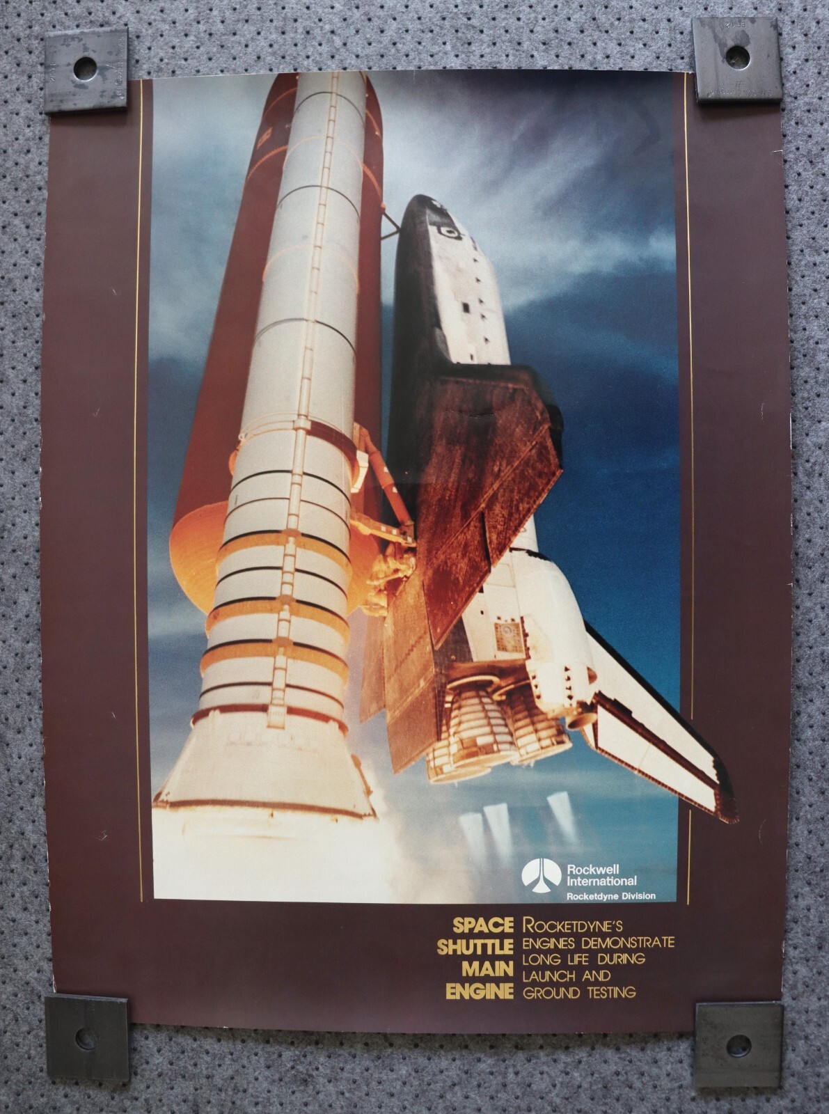 Rare Space Shuttle Rockwell Rocketdyne Main Engine Testing Poster NASA Awesome!!