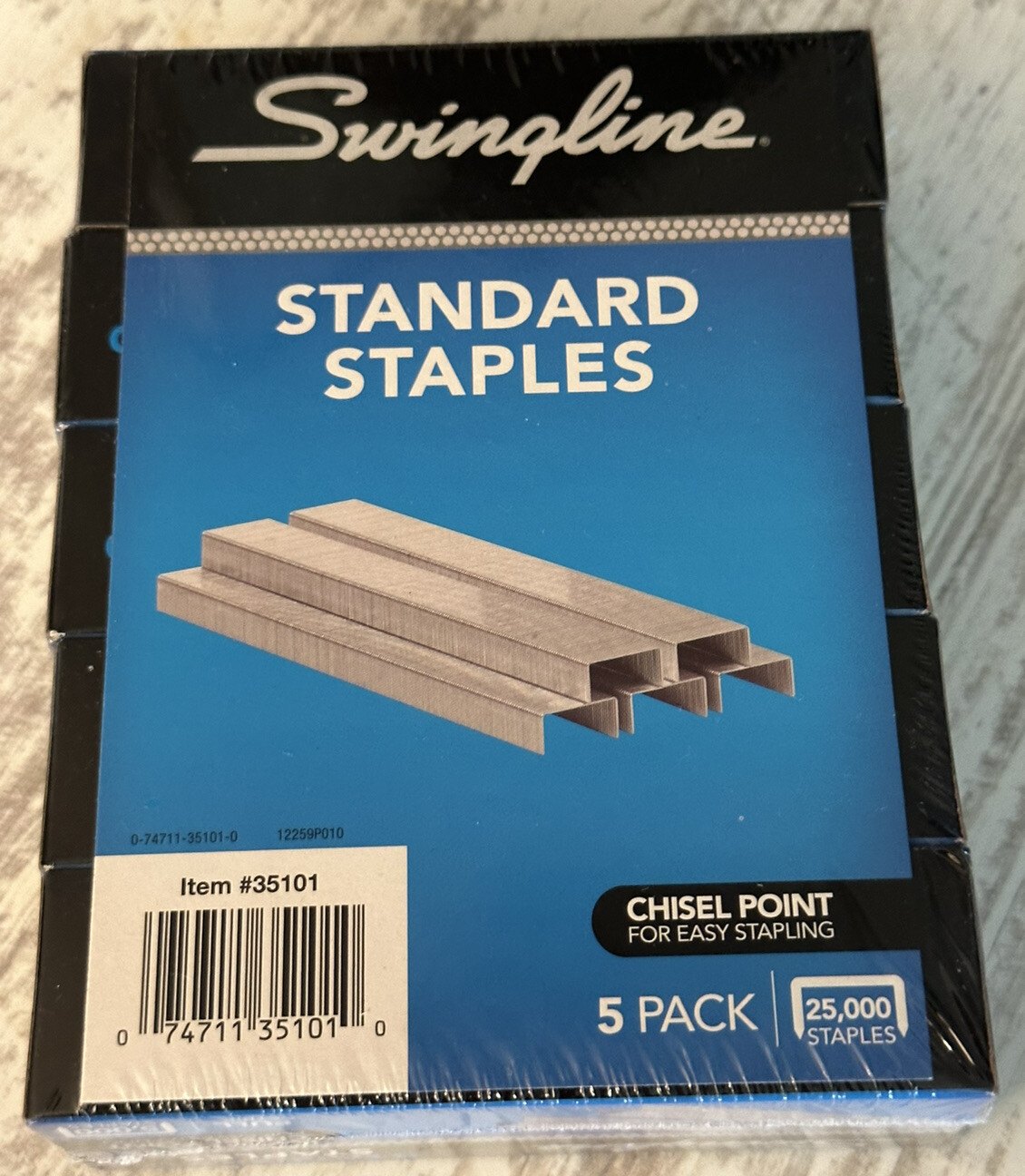 25k Swingline Staples Standard 1/4 inches Length 210/Strip 5000/Box 5 Pack 35101