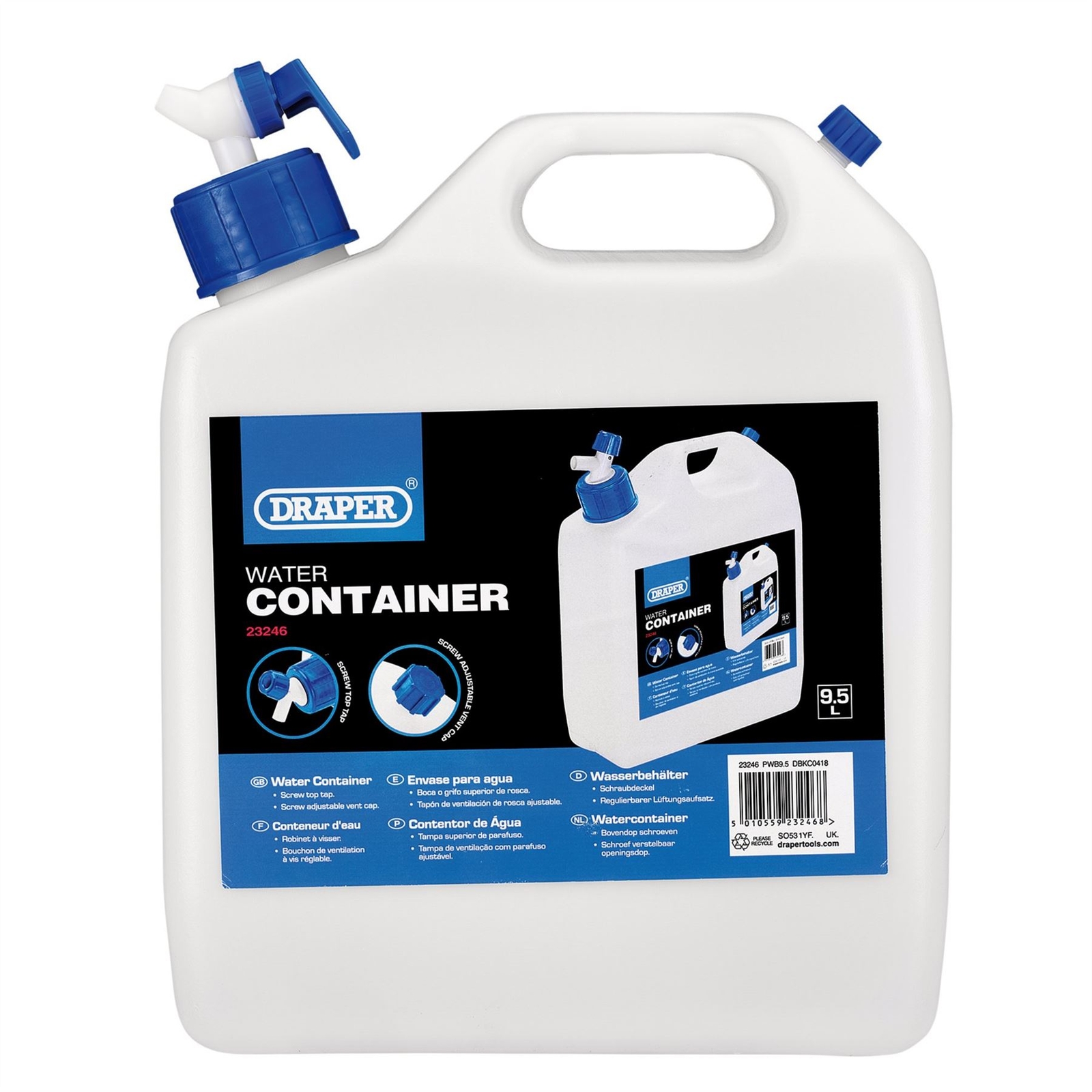 Draper 23246 Water Container with Tap 9.5L