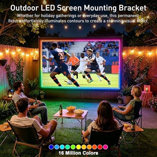 Projector Screen with Stand, USB String Lights Connection 16:9 4K HD 150 inch