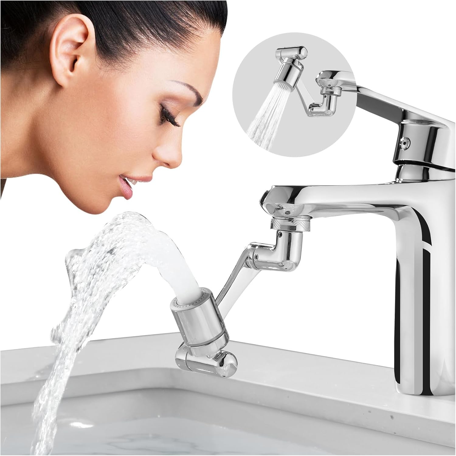 Patented CECEFIN 1080°Swivel Faucet-Extender Sink-Aerator - 2-Mode Splash Water