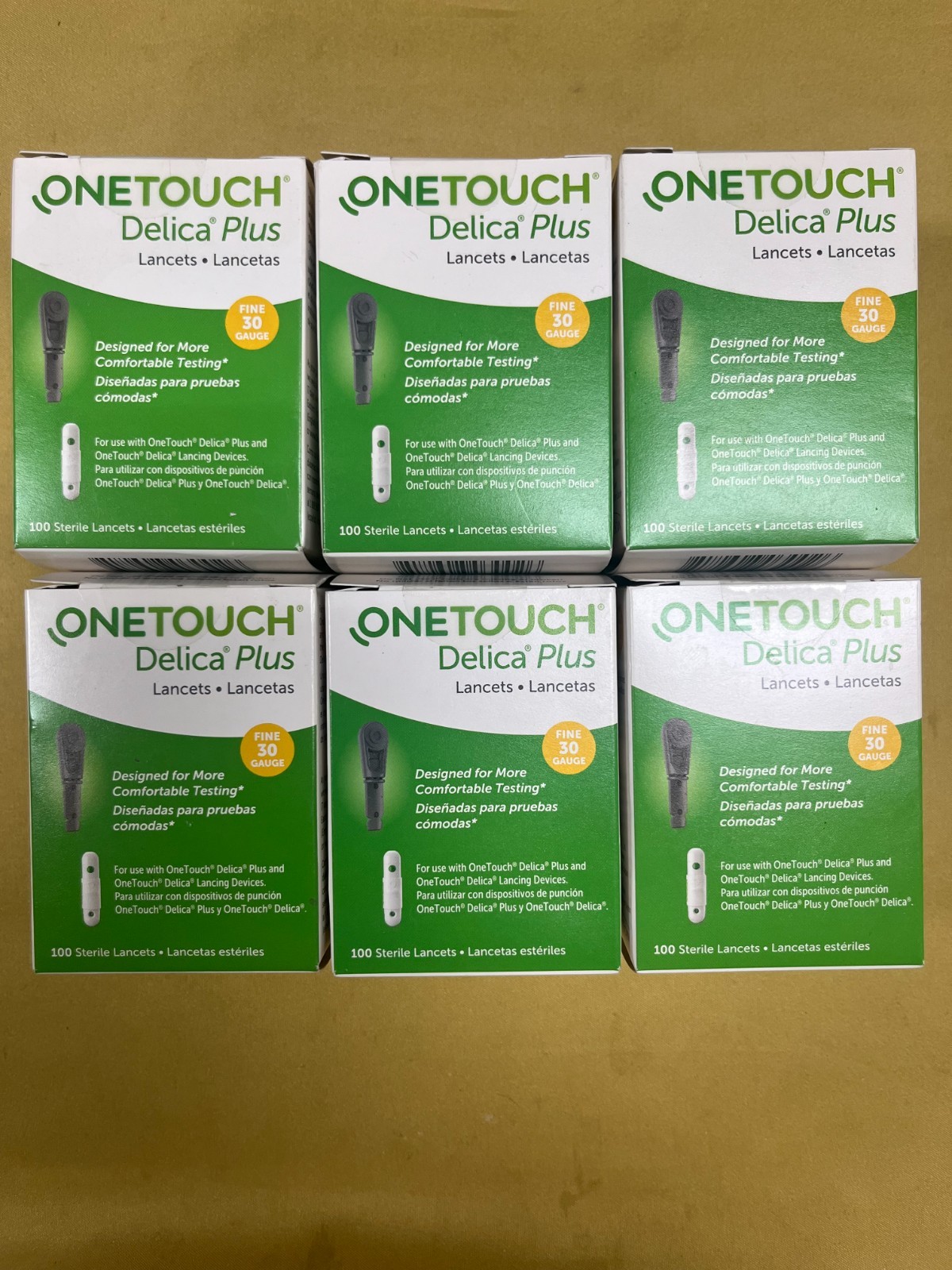 6 New OneTouch Delica Plus Fine 30 Gauge - 100 Lancets Each Box Exp. 08/31/2026