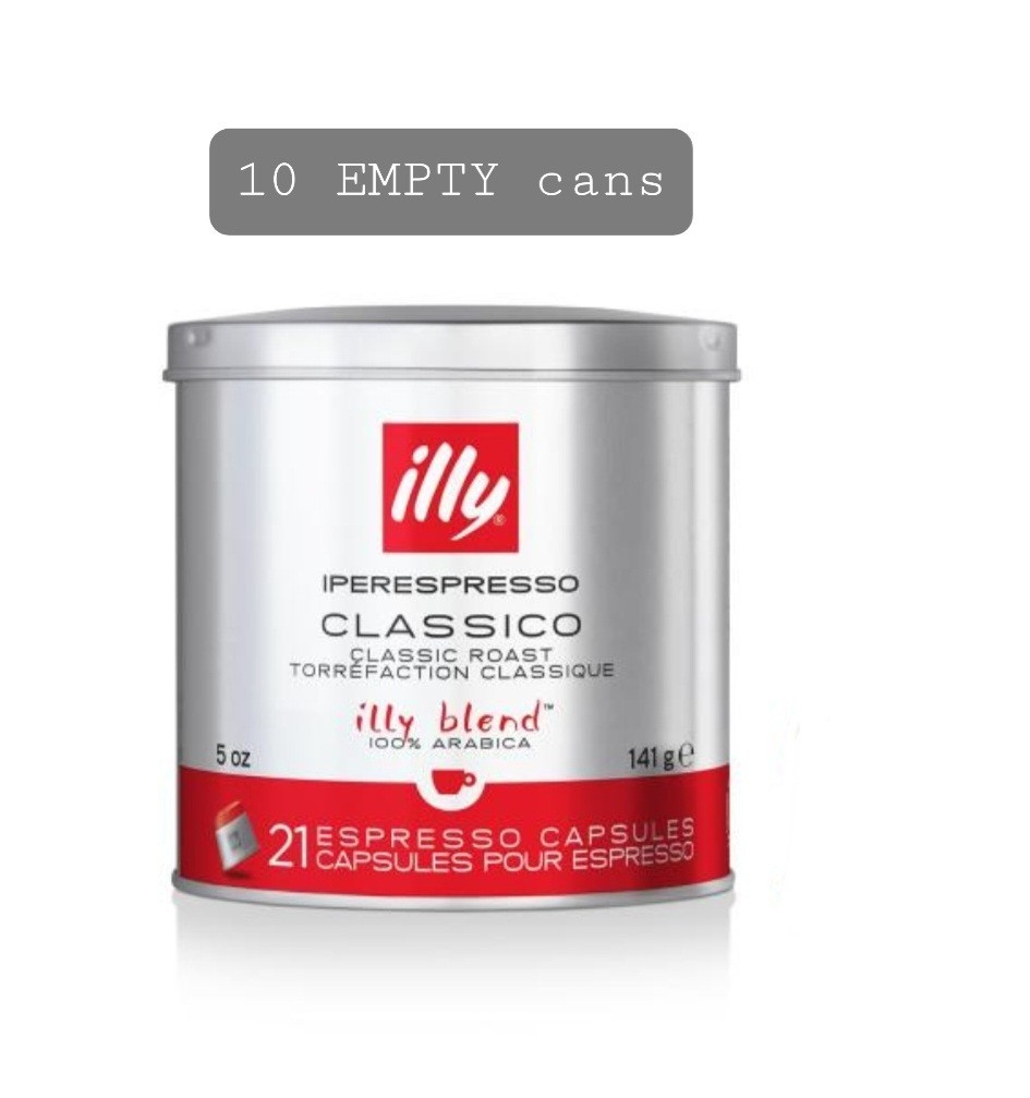 Illy Iperespresso Classico 10 EMPTY Tins for  Crafting Storage