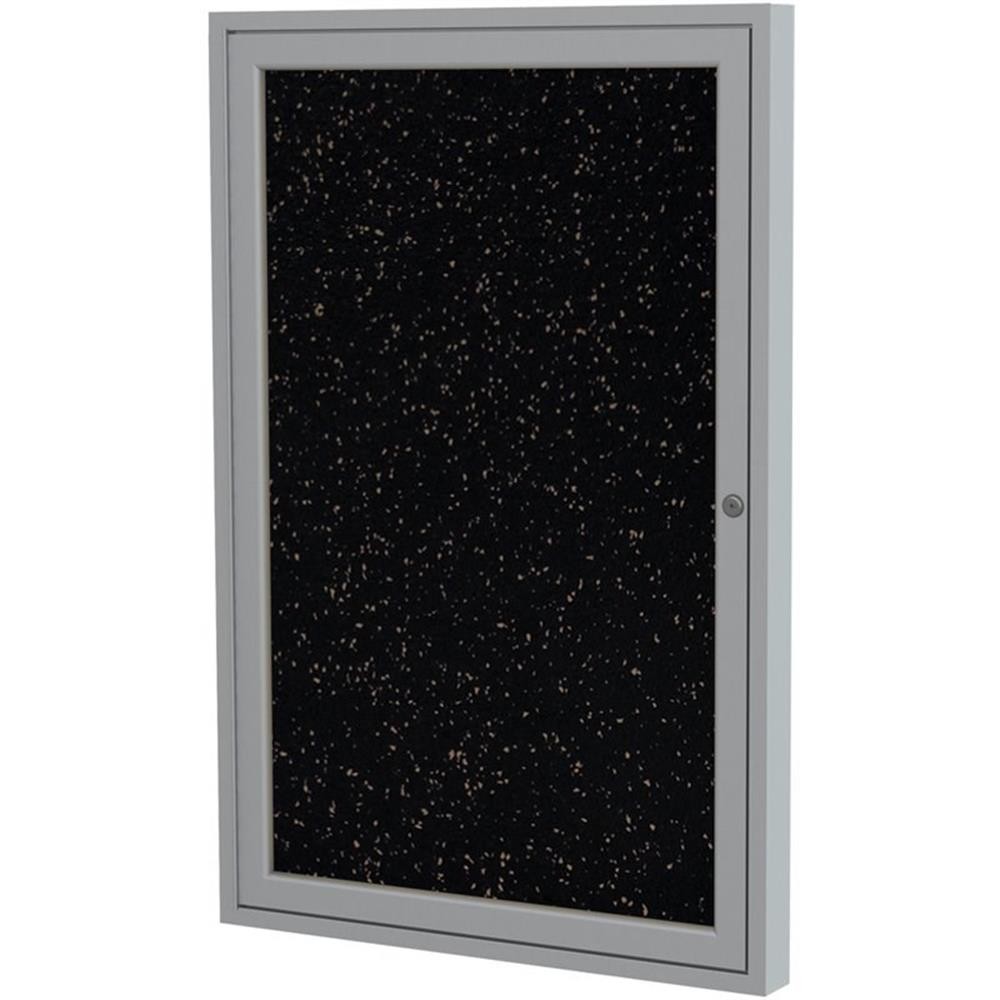 Ghent's 36" x 36" 1 Door Enclosed Rubber Bulletin Board in Speckled Tan