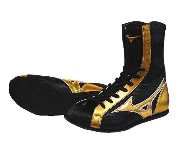 [Made to order] MIZUNO Long Boxing Shoes Black/Gold Spectra Made in Japan w/ Bag