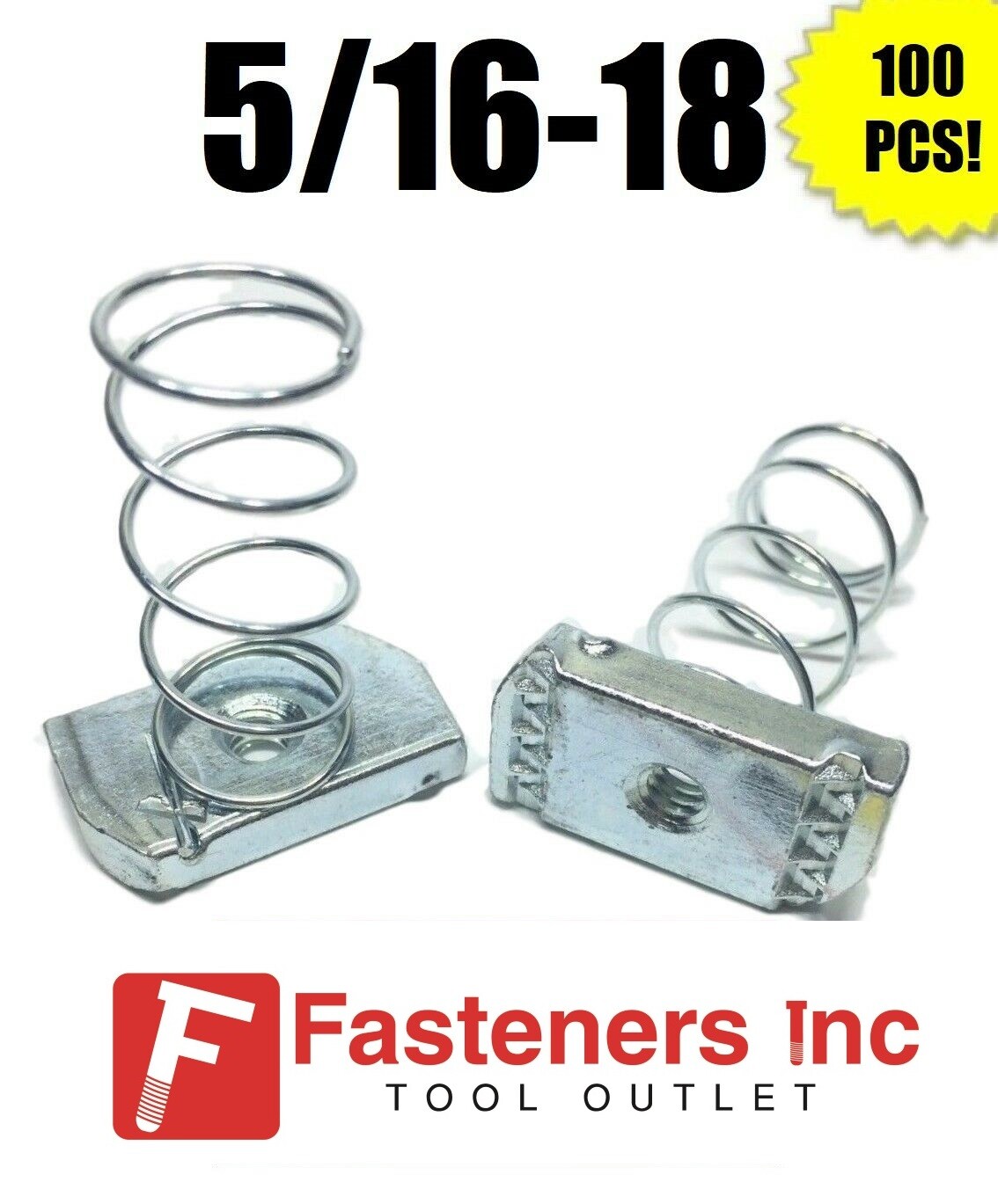 (100/BX) 5/16"-18 Spring Nuts for Unistrut/B-Line Channel #4119 P1007-EG