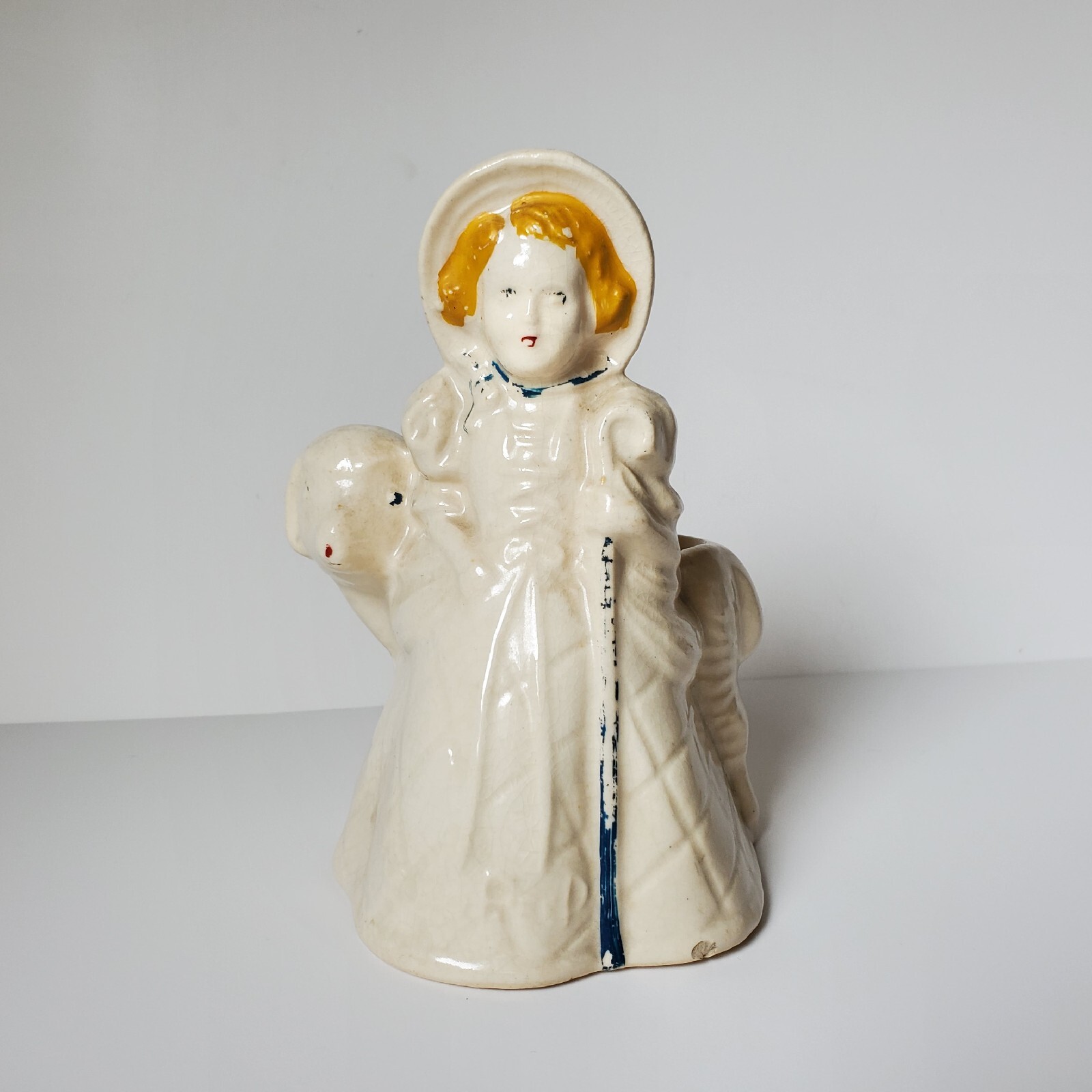 Vintage Little Bo Peep Ceramic Planter USA *Paint Loss Chip* Sheep Lamb Pottery