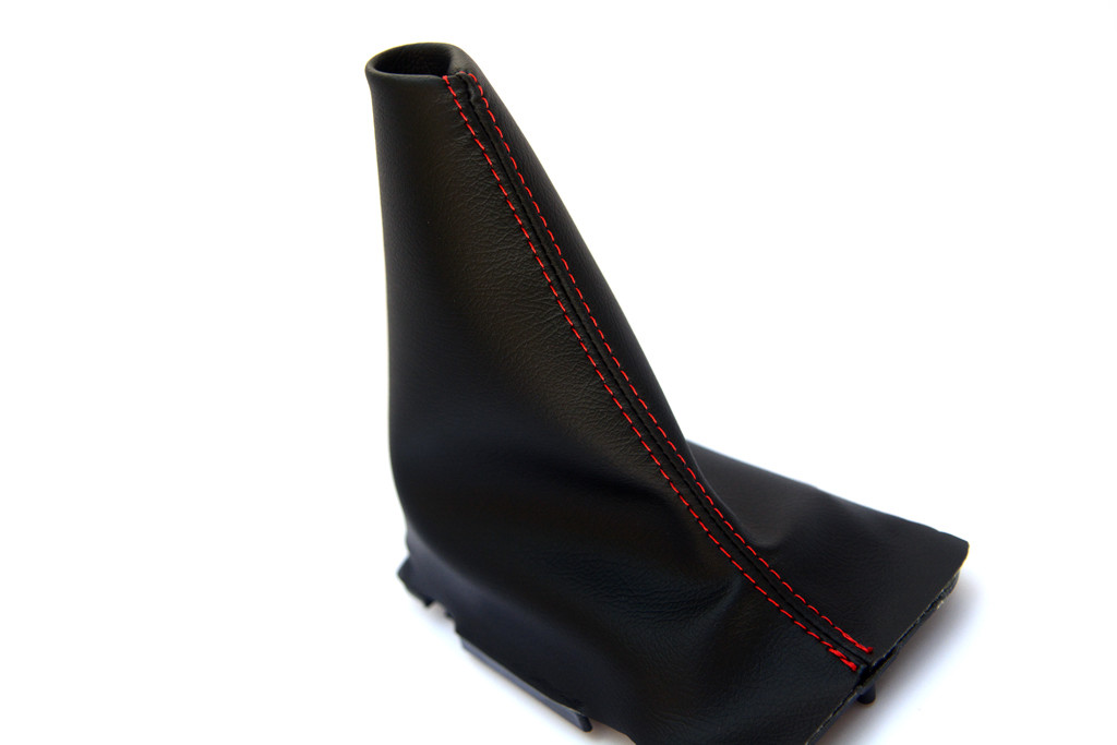 Manual Shift Boot Replacement Cover PVC Leather for Ford Fiesta 11-19 Red Stitch