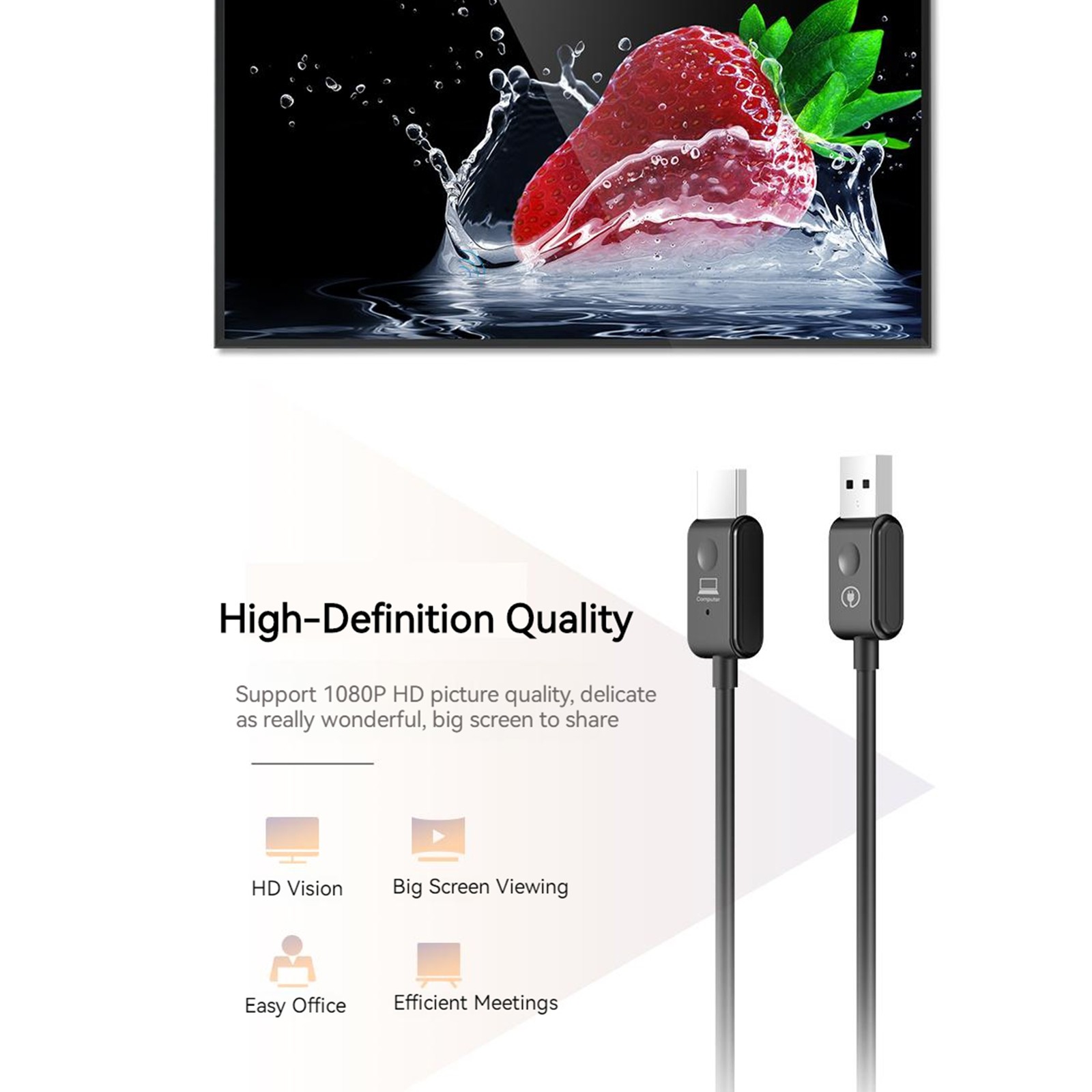 50M Wireless HDMI Type-C Extender Video Transmitter Receiver for PS4 DVD Camera