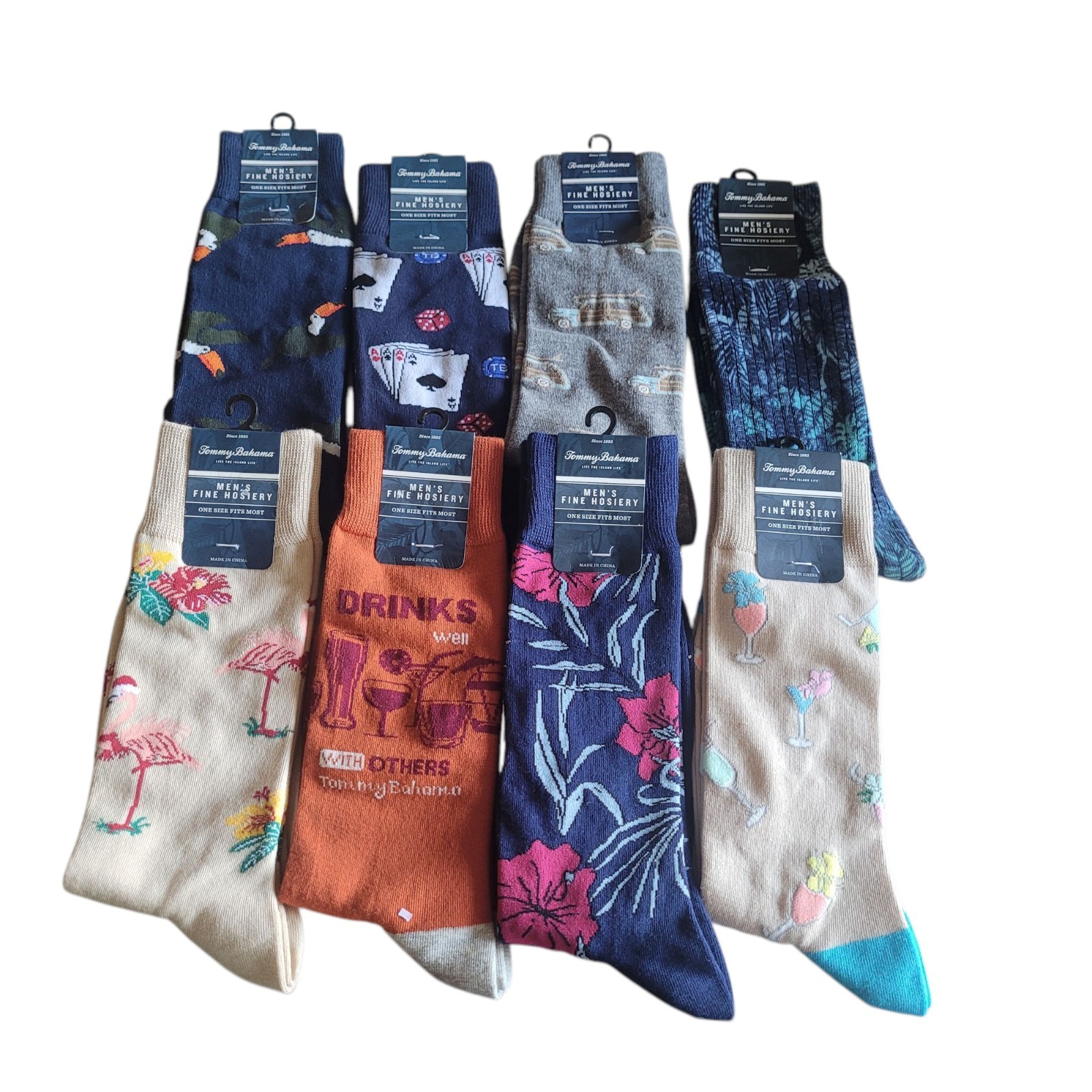 Tommy Bahama Mens Crew Socks Novelty Happy Hour Pocker Theme Socks