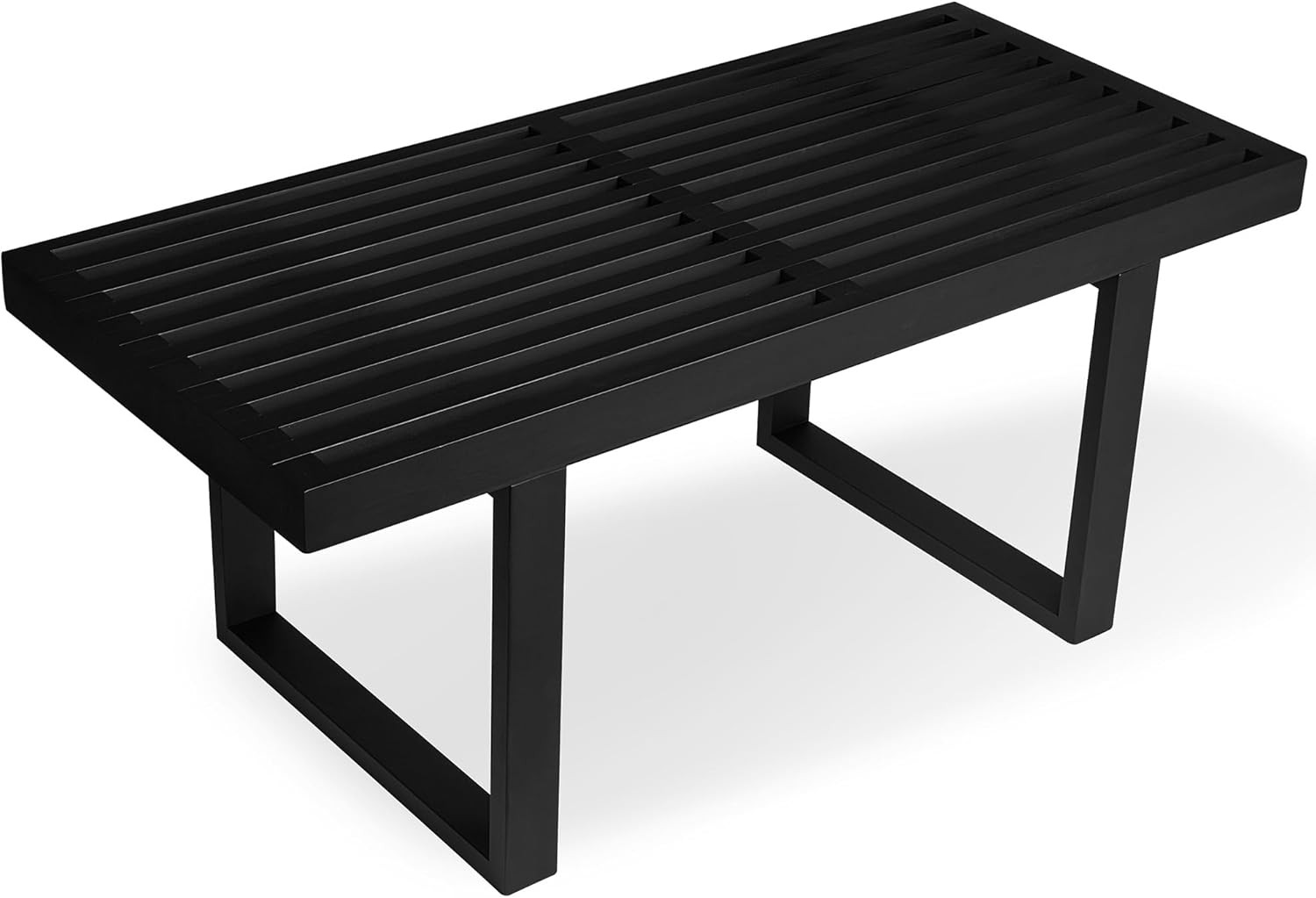 Bamboo Nelson Slat Wooden Bench Wood Benches Entryway Living & Dining Room