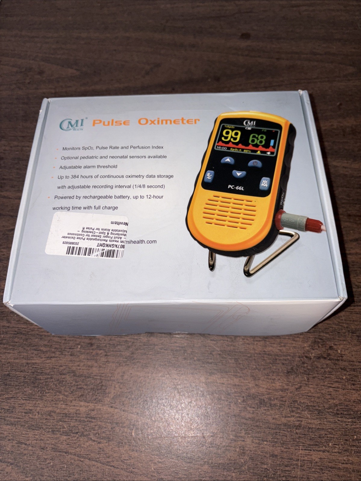 Rechargeable Pulse Oximeter - Adult Finger Sensor for Continuous Monitoring