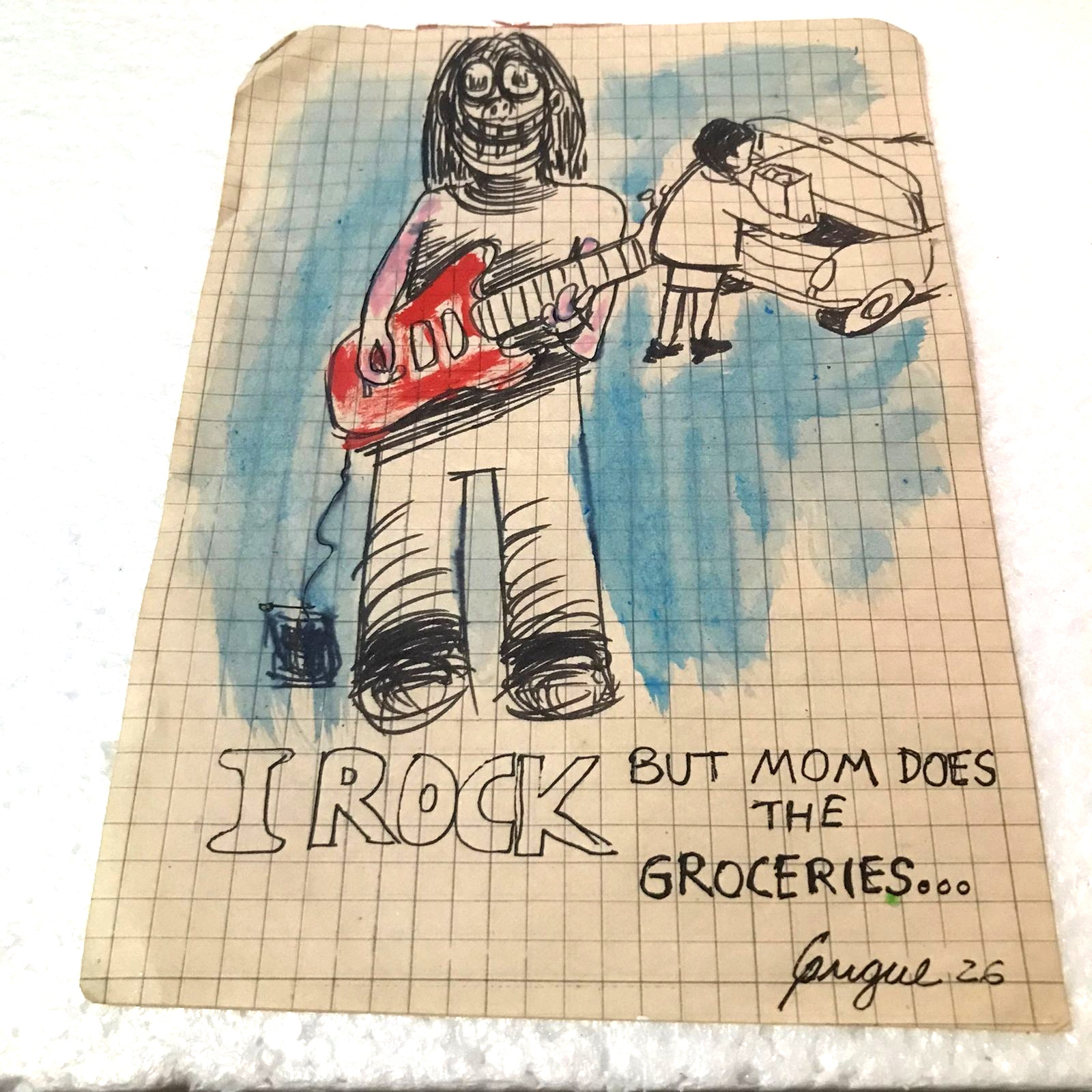 Original Outsider Art - Rock Guitar - Grid Paper