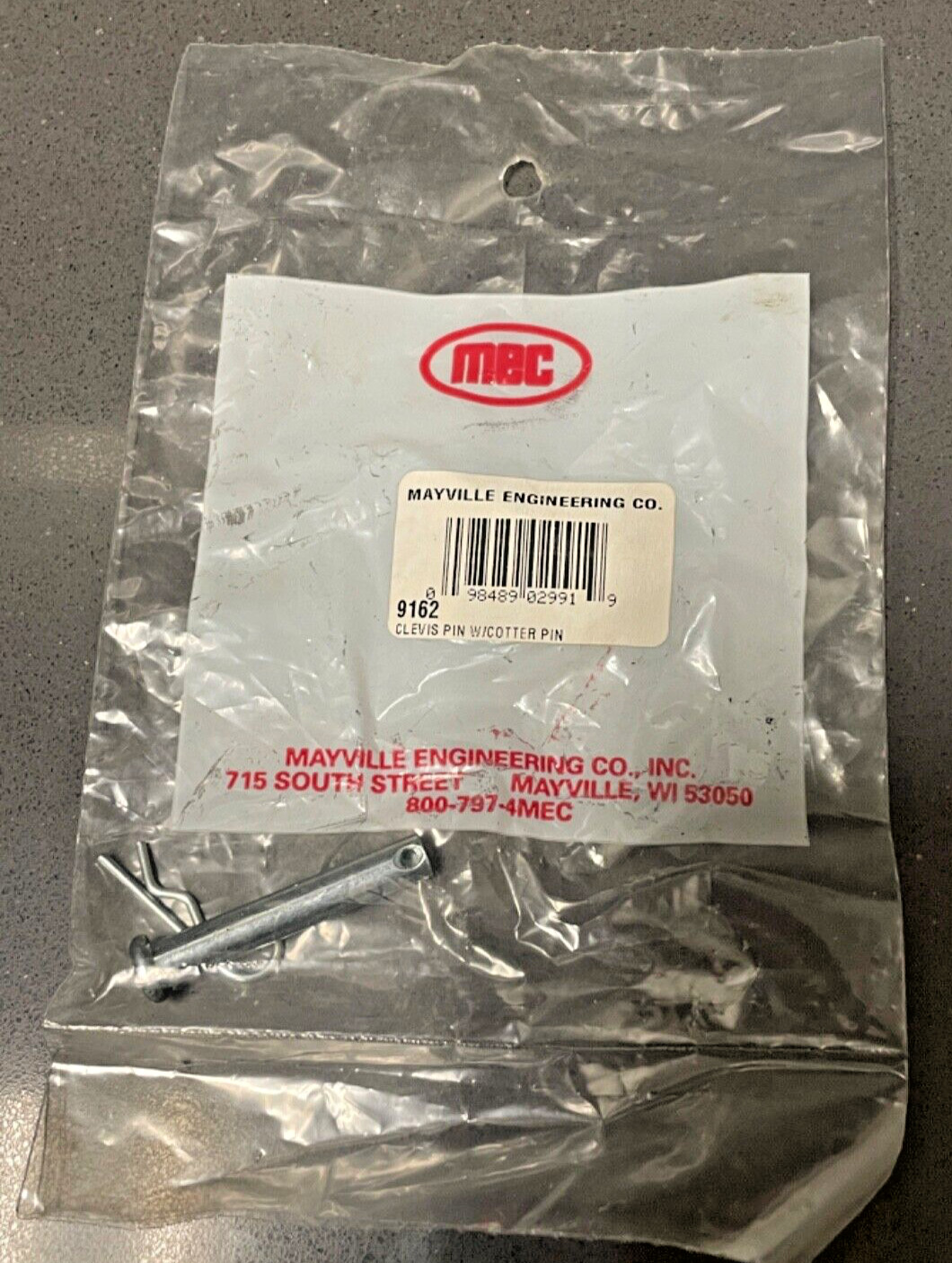 MEC clevis pin with cotter pin PN 9162
