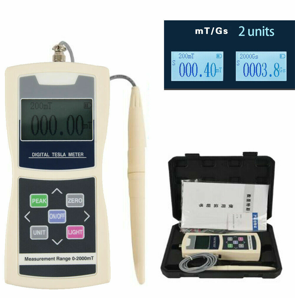 Magnetic Strength Tester Gauss Meter Tesla Meter with Range 0-2500mT (25000GS)