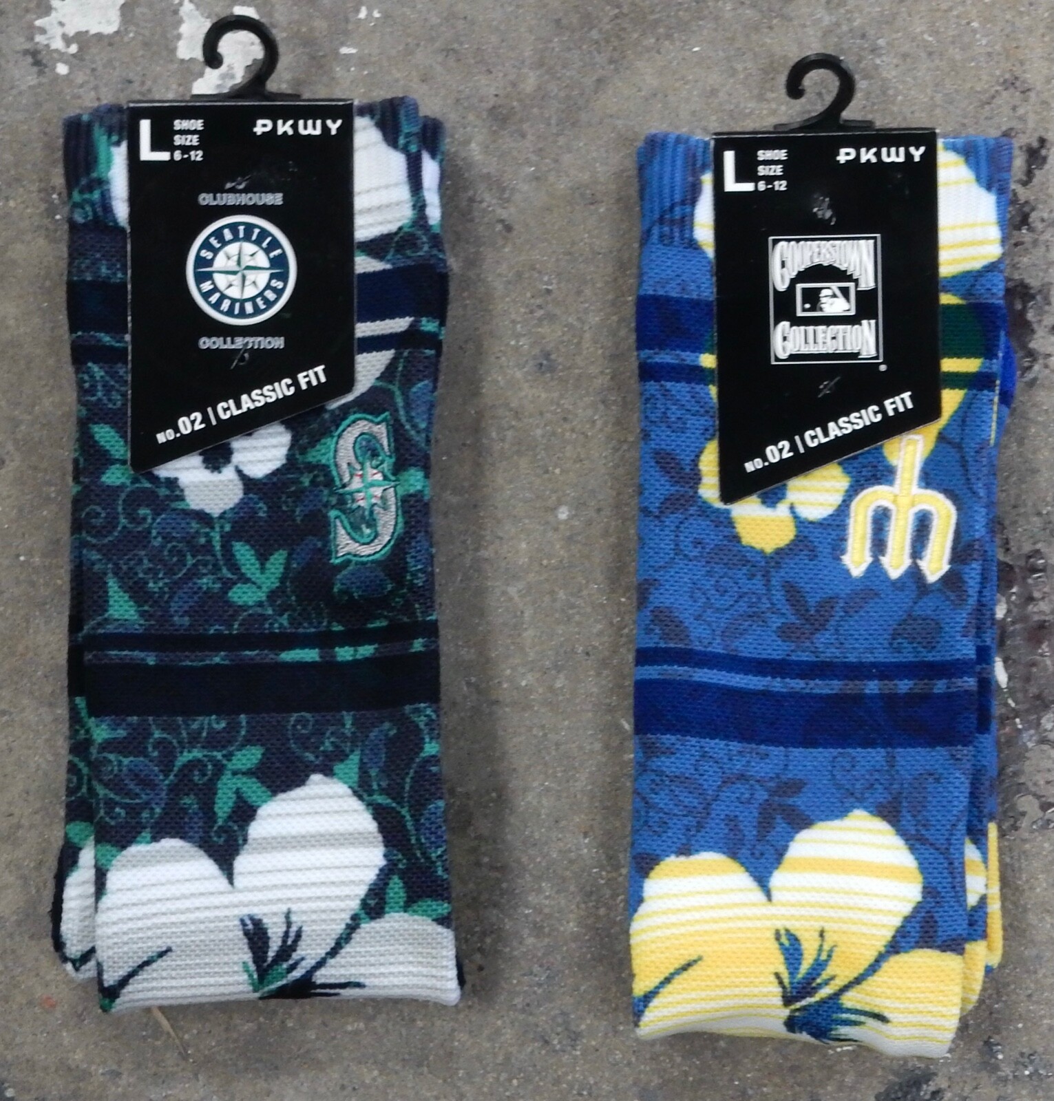 2 Pack Seattle Mariners MLB Crew Socks Mens Large Fits 6-12 Luau Hawaii Coop