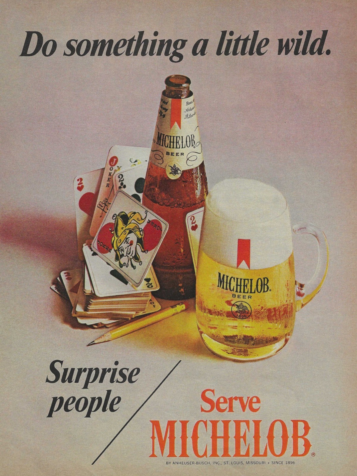 1970 Budweiser Beer Ad Poker Cards Anheuser Busch Vintage Magazine Advertisement