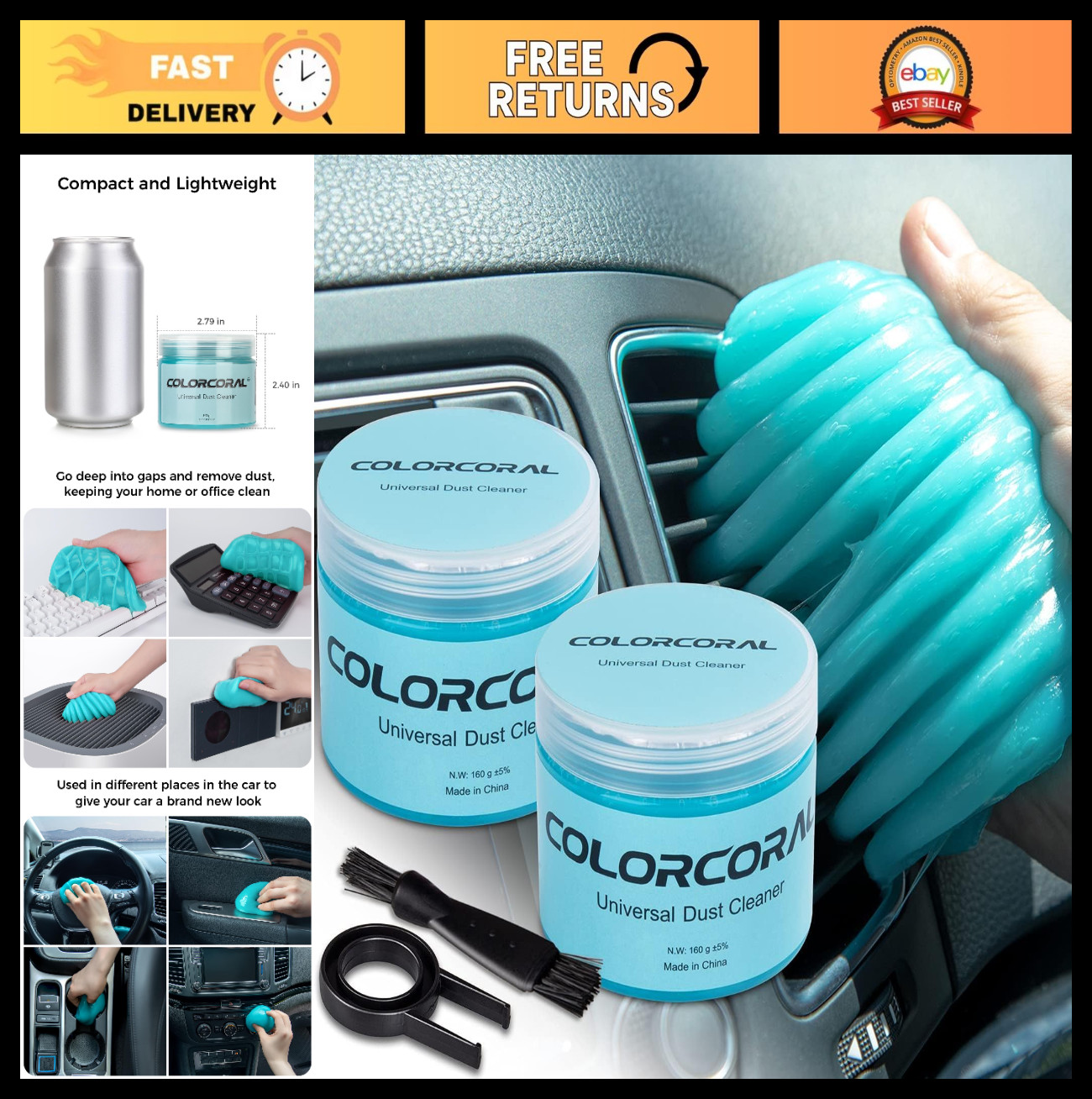 Car Cleaning Gel Kit - 2-Pack Universal Detailing Slime for Keyboard & Interior