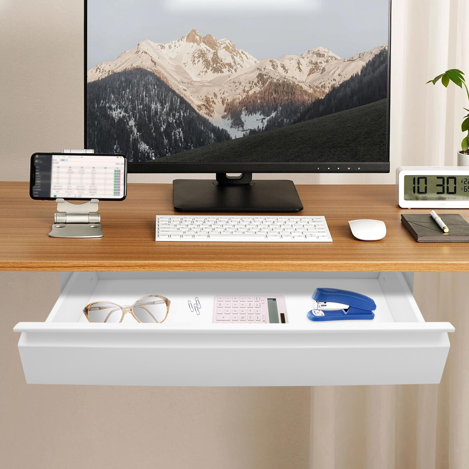 Space Saver Sliding Under Desk Storage Drawer Pull-out Drawer for Sit Stand Work