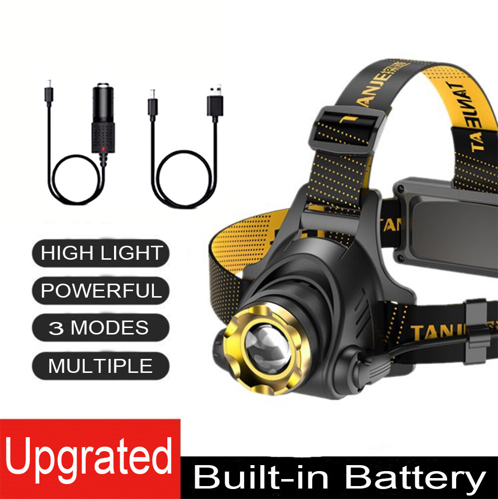 Most Powerful 9900000LM Rechargeable Headlight 3-Modes Zoom Headlamp Flashlight