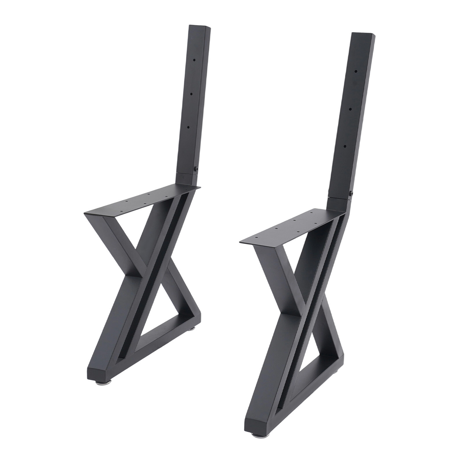 2PCS Bench Legs Z-Shaped Bench Legs with Backrest Bracket Bench Legs Black