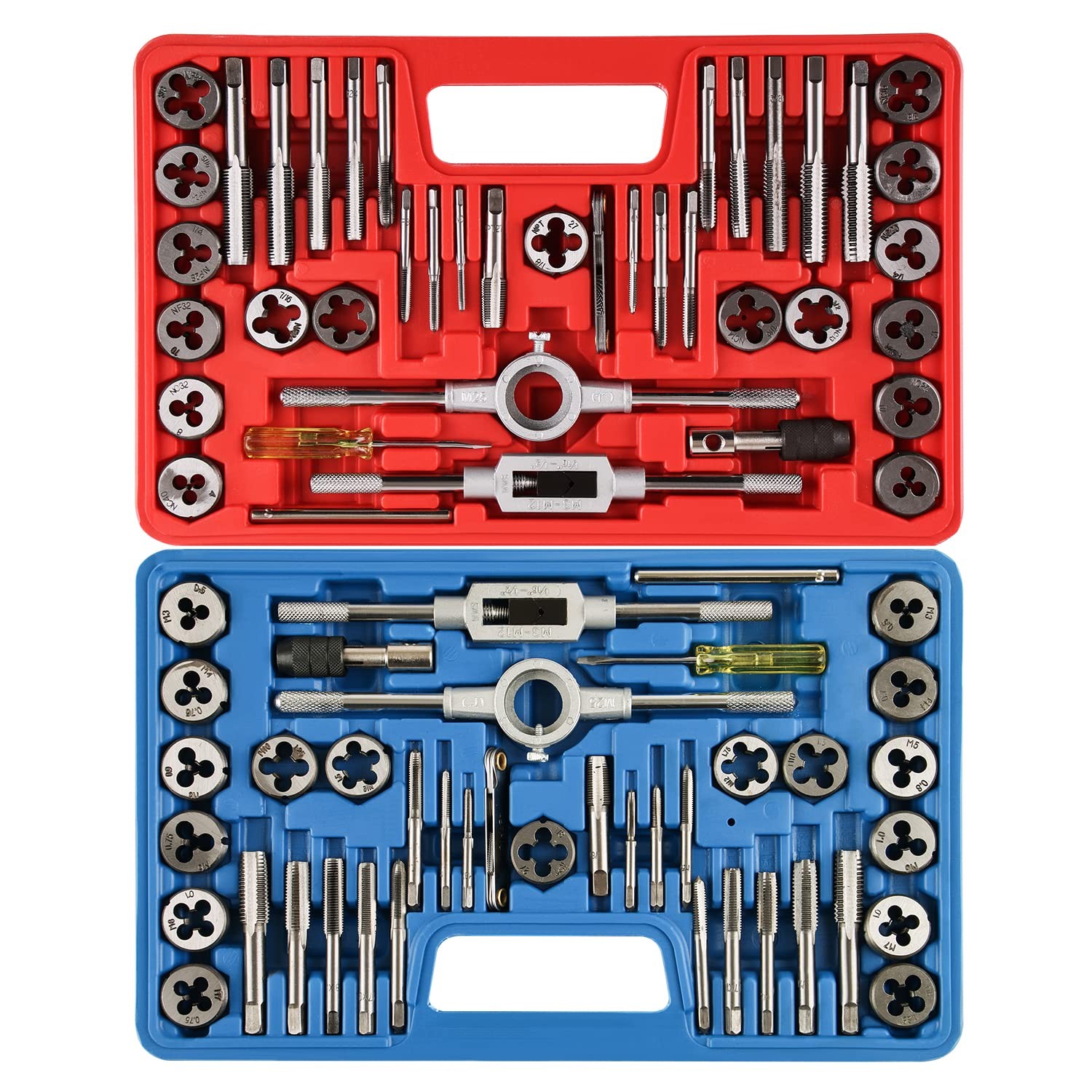 80pcs Tap and Die Set, SAE & Metric Tap Die Wrench Set, Metric Standard M3 to...
