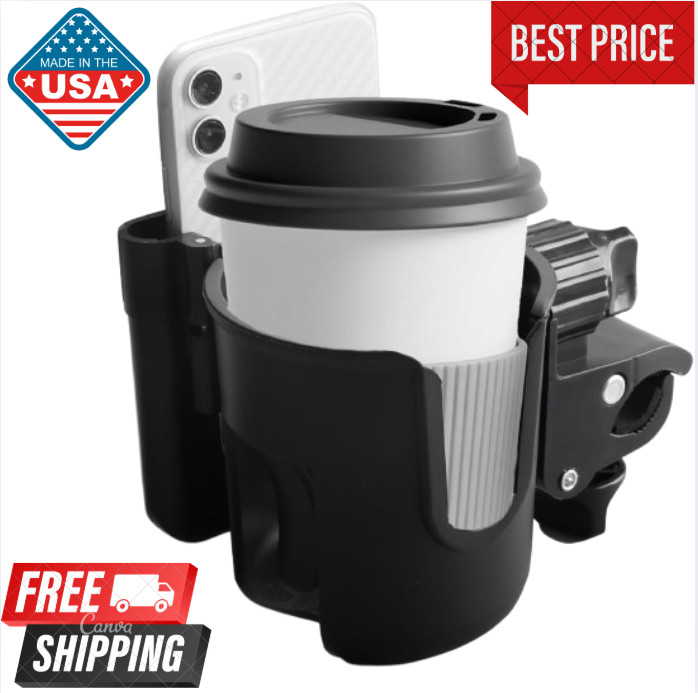 Universal Cup Bottle Phone Holder For Wheelchair Stroller Walker Bike Scooter US
