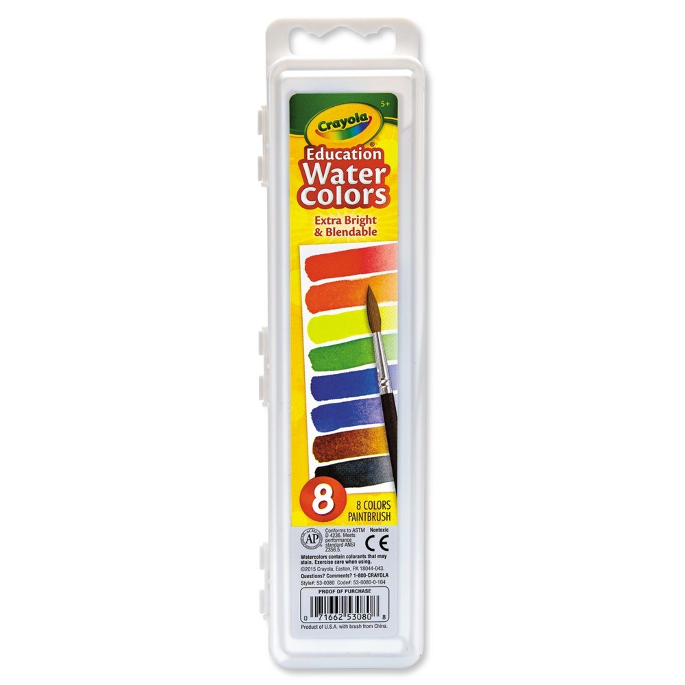 Crayola 530080 Palette Tray Watercolors - 8 Assorted Colors New