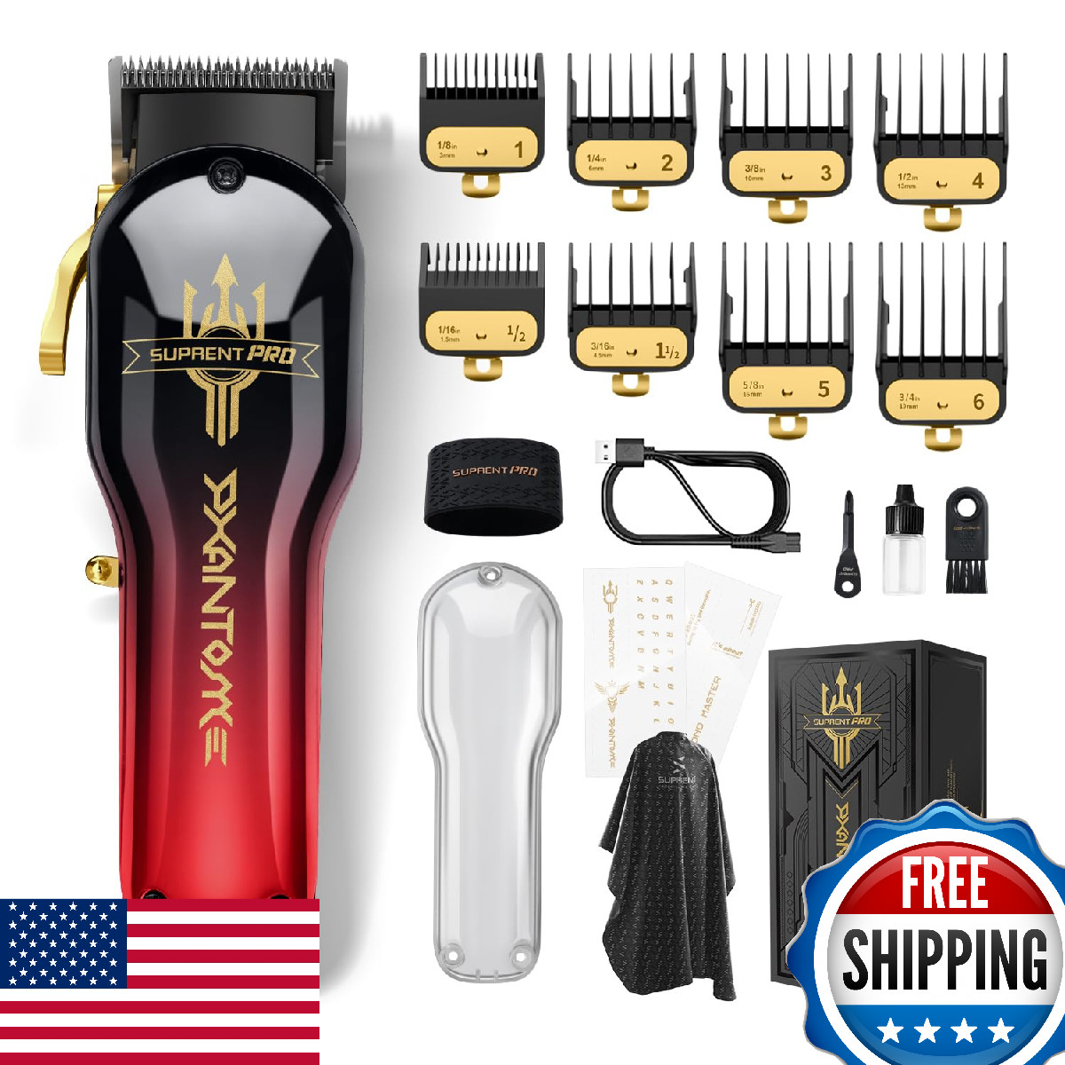 SUPRENT PRO Professional Hair Clippers for Men DLC-Coat Barber Haircut Kit
