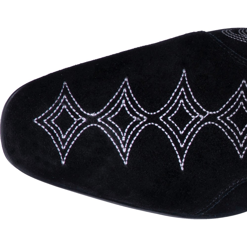 Dingo Brooks Embroidered Round Toe Pull On Booties Mens Black Casual Boots DI211