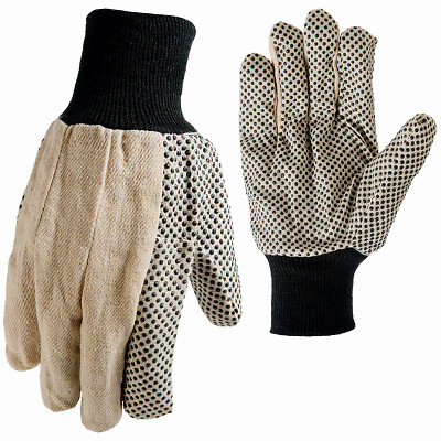 True Grip 9162-26 Dot Canvas Gloves, Cotton, Men's M - Quantity 6