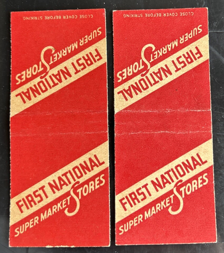 Vintage FIRST NATIONAL SUPERMARKET STORES Matchbook Cover Lot Of 2