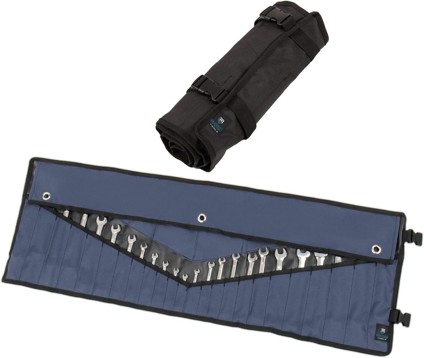 Wrench Roll Up Pouch - Wrench Organizer & Tool Holder With SAE & Metric Labels