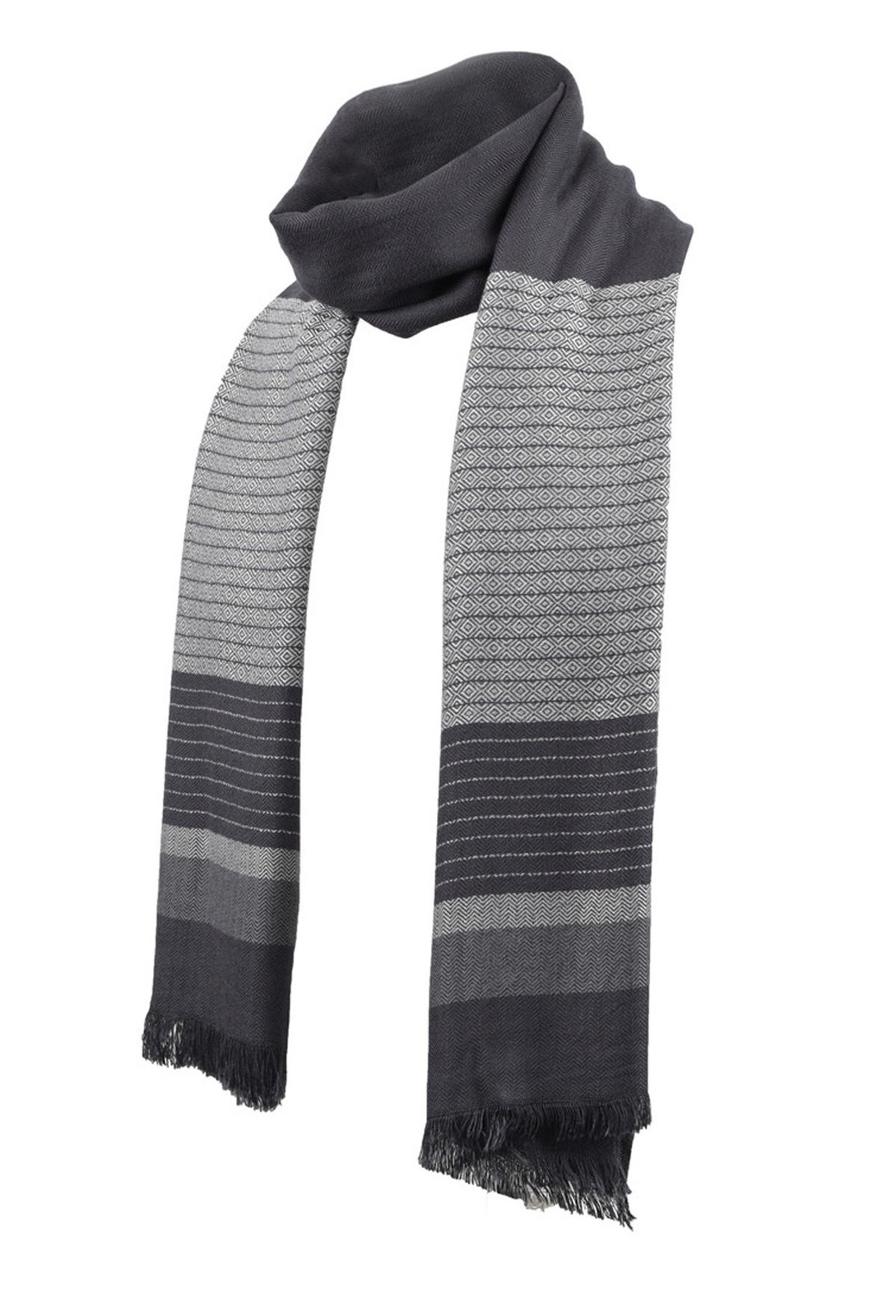 Mens Winter Cashmere Scarf Stripes Warm Soft Scarves with Tassel Luxurious Wi...