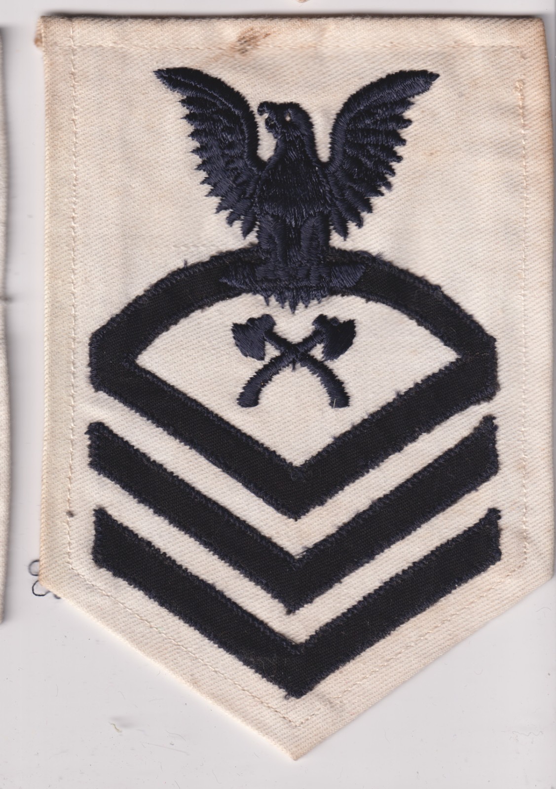 Carpenter's Mate CPO NYEC 1943 USN white Chief Petty rate patch real WWII make