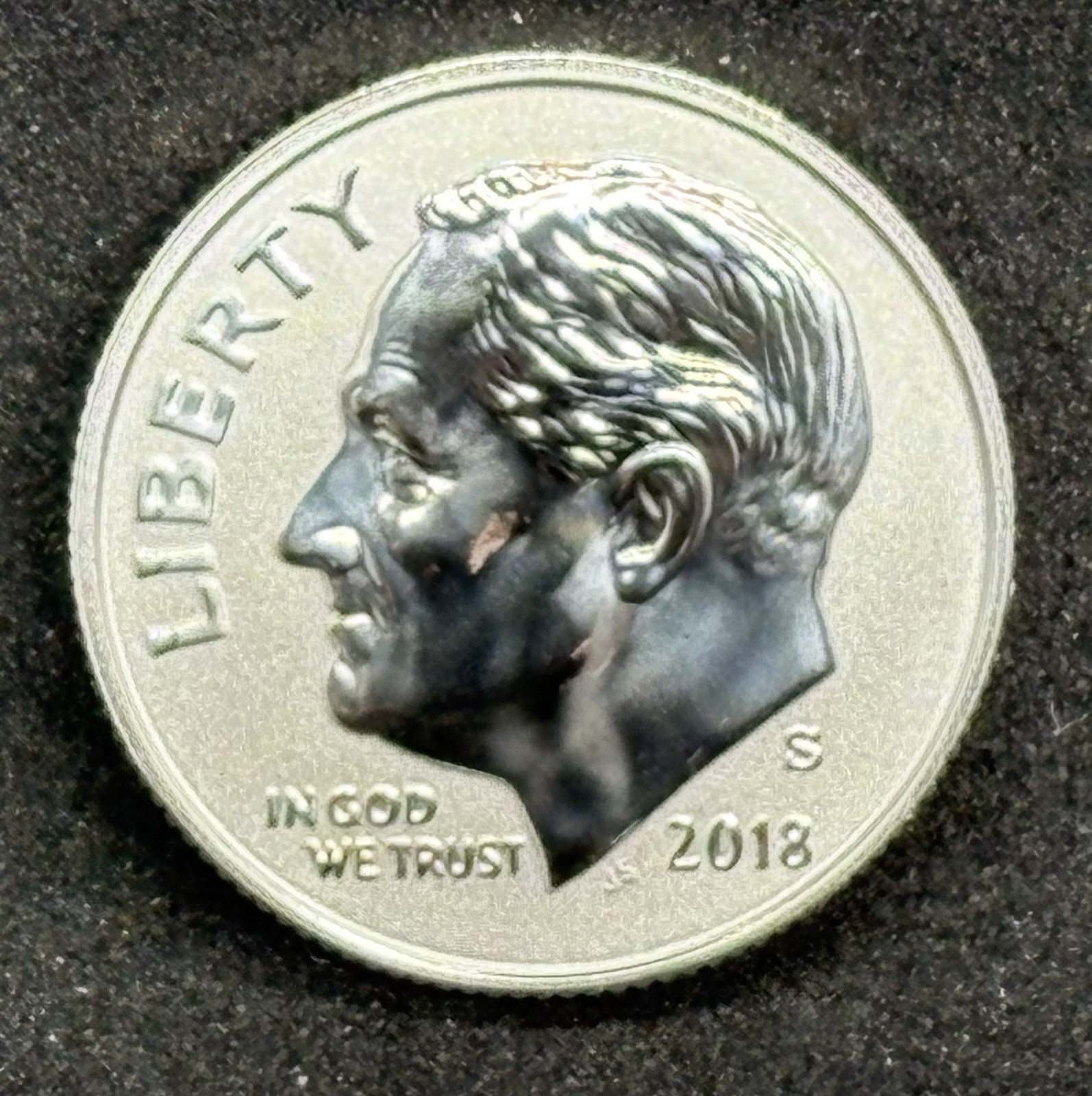 2018-S SILVER REVERSE PROOF DCAM Ultra Cameo Roosevelt Dime, BLAZING White Coin!