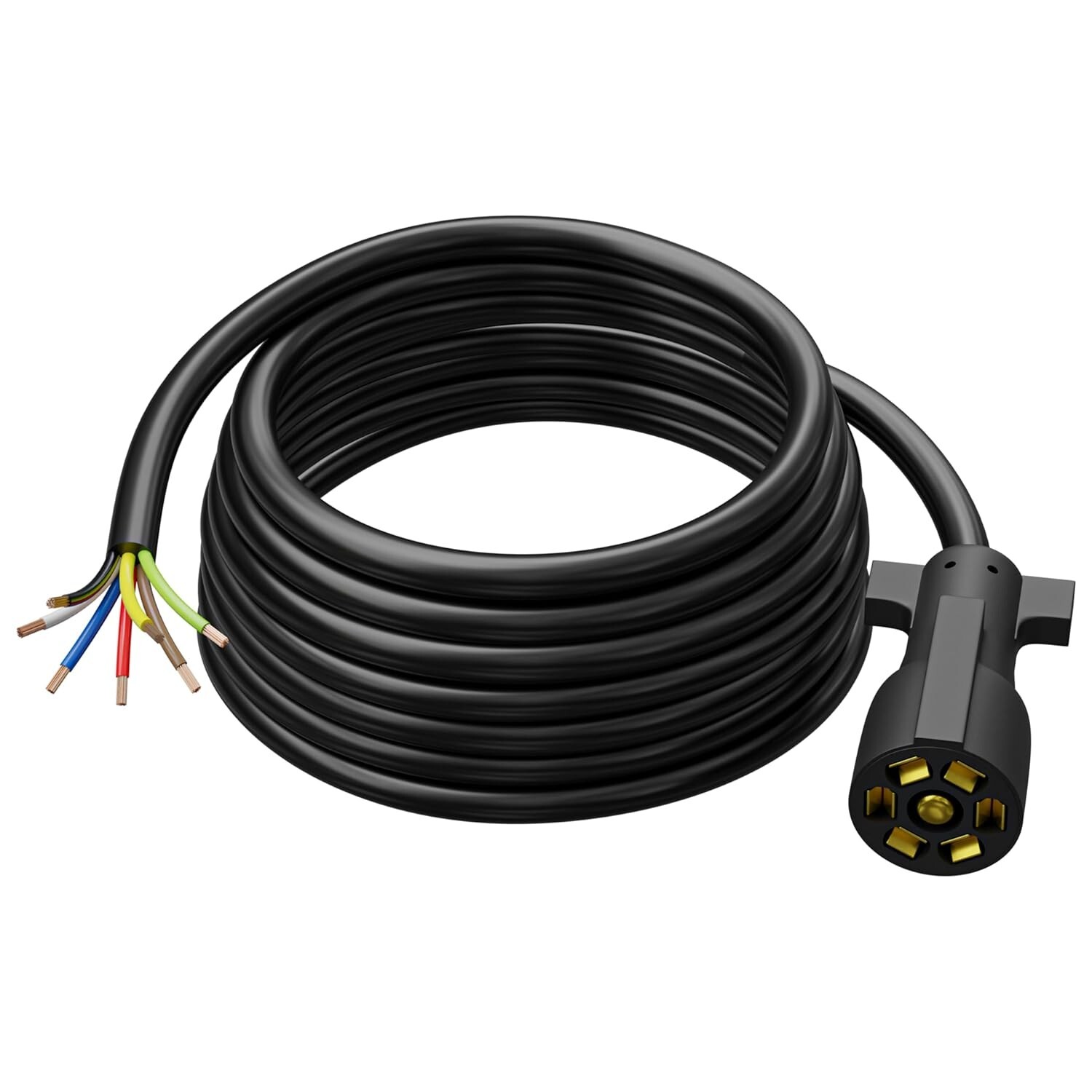 12 Foot  7 Way Plug Inline Trailer Cord, Heavy Duty Trailer Wiring Harness Kit