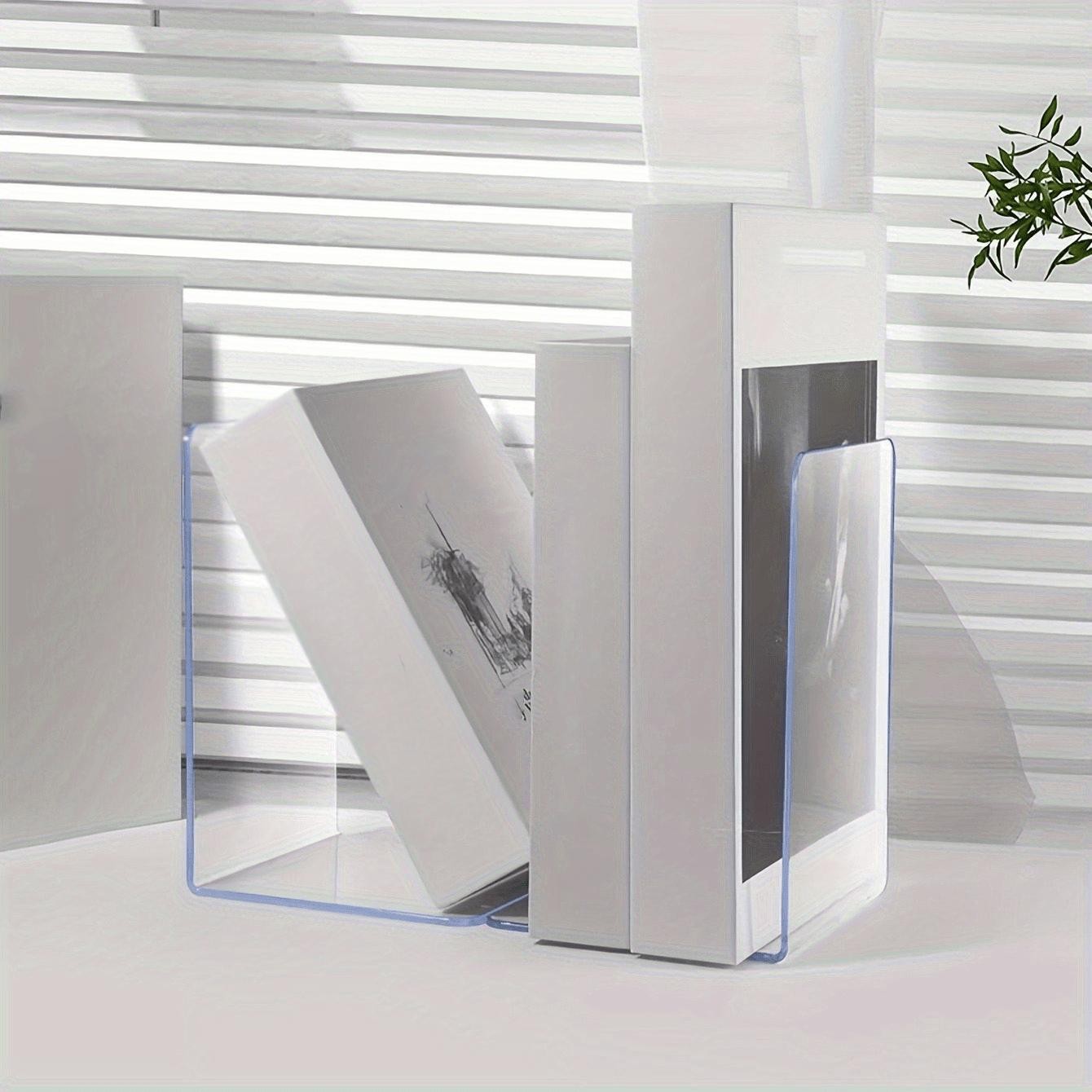 Acrylic Bookends 2pcs Clear L‑shape Desk Organizer Stand for Home Office