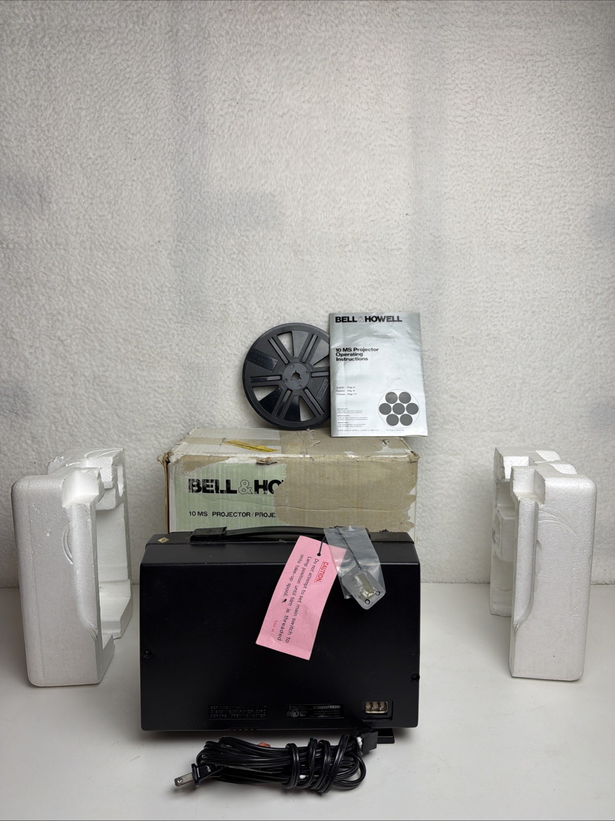 Bell & Howell 10MS Dual Eight Movie Projector Box Extras Booklets Feed Wheel