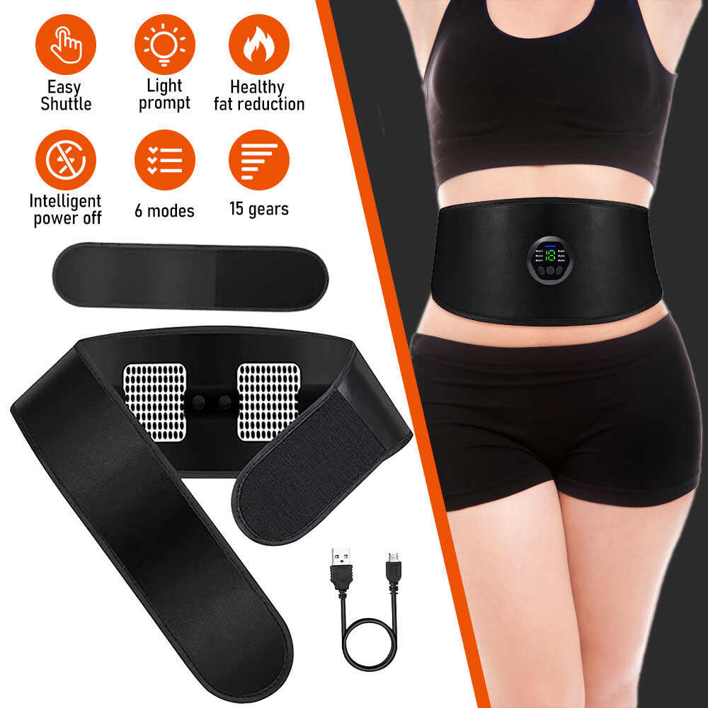 EMS Abdominal Muscle Toning Belt Trainer Rechargeable ABS Stimulator Toner Belt