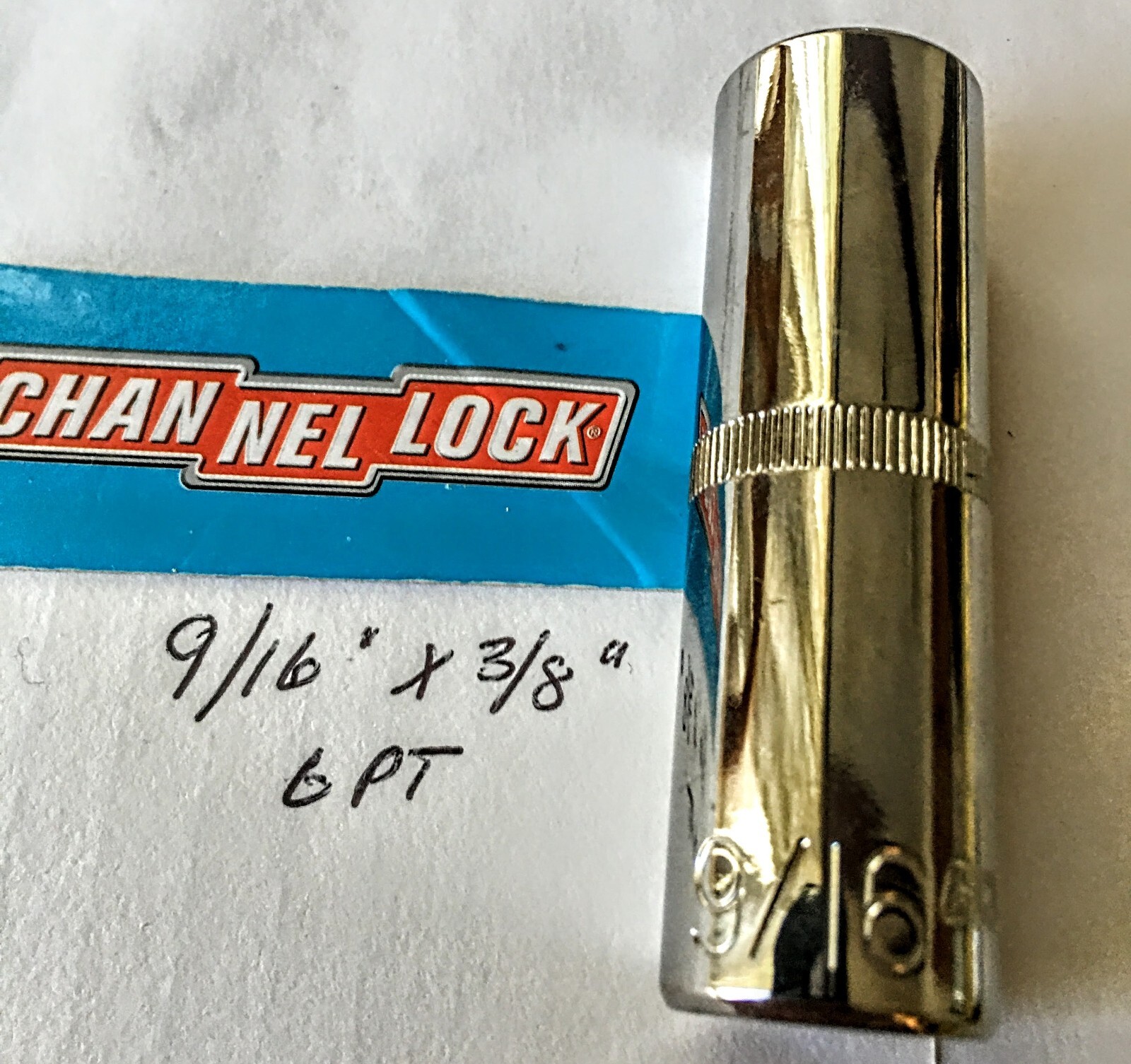 CHANNELLOCK  9/16" x 3/8" DR     SAE DEEP SOCKET  6 Point Free USA Shipping