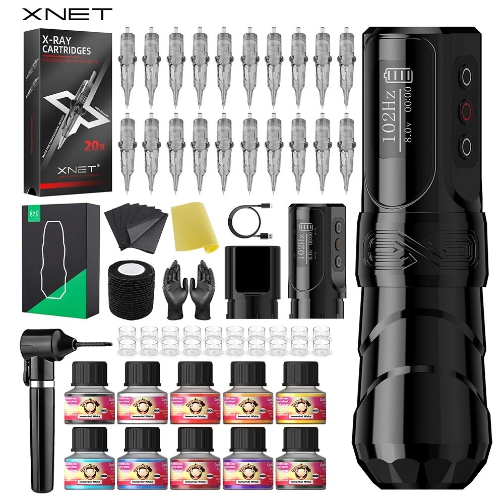 XNET FLUX MAX Wireless Tattoo Machine Kit Rotary Tattoo Pen With Ink Sharker