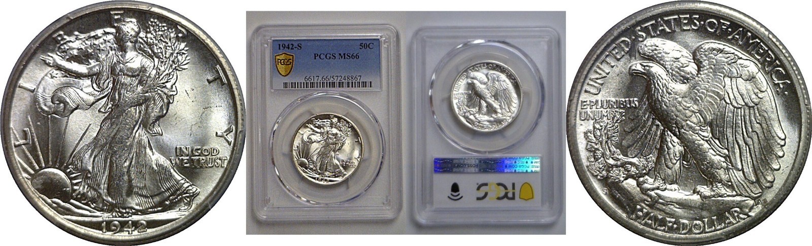 1942-S Walking Liberty Half Dollar PCGS MS-66