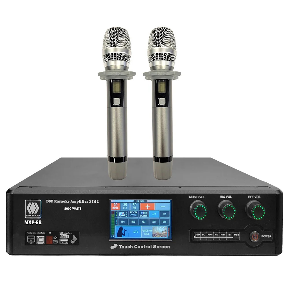 KOK Audio MXP-8B 8000 Watt DSP Karaoke Microphone Mixing Amplifier 3 in 1